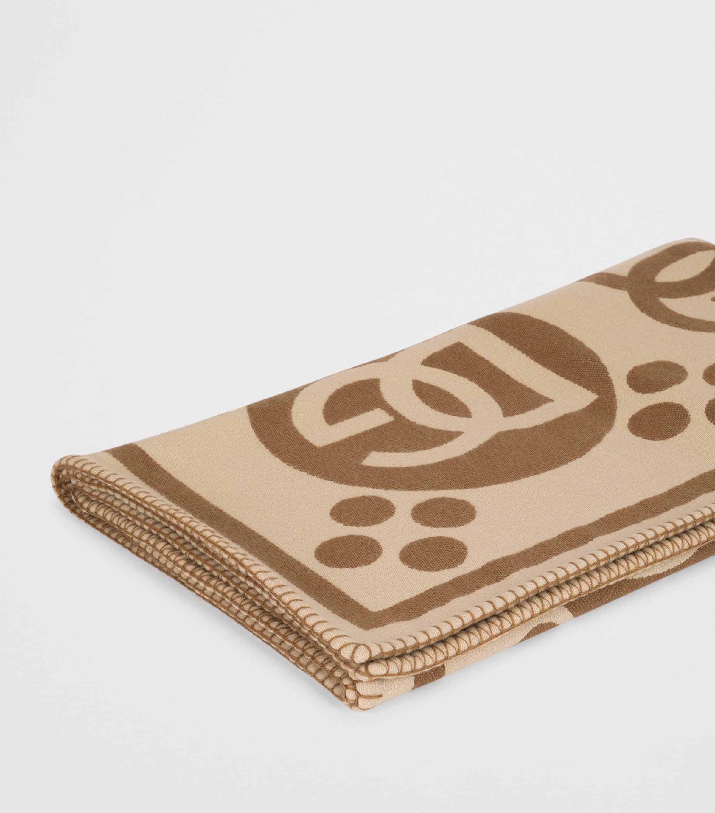 Wool Logo Jacquard Throw (140cm x 180cm) U0052-MARRONE Image 4