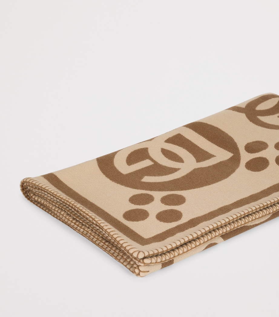 Wool Logo Jacquard Throw (140cm x 180cm) U0052-MARRONE Image 4