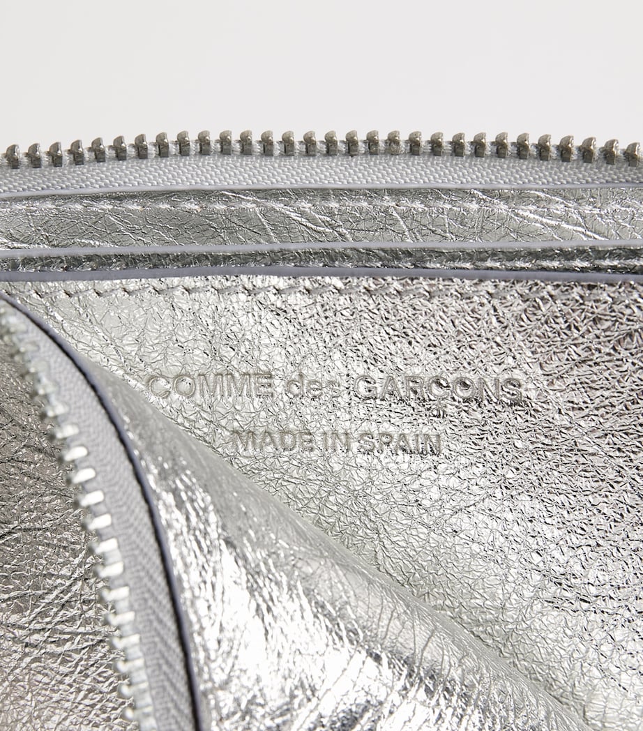Comme Des Garçons Wallet Small Leather Half-Zip Wallet Silver Image 2