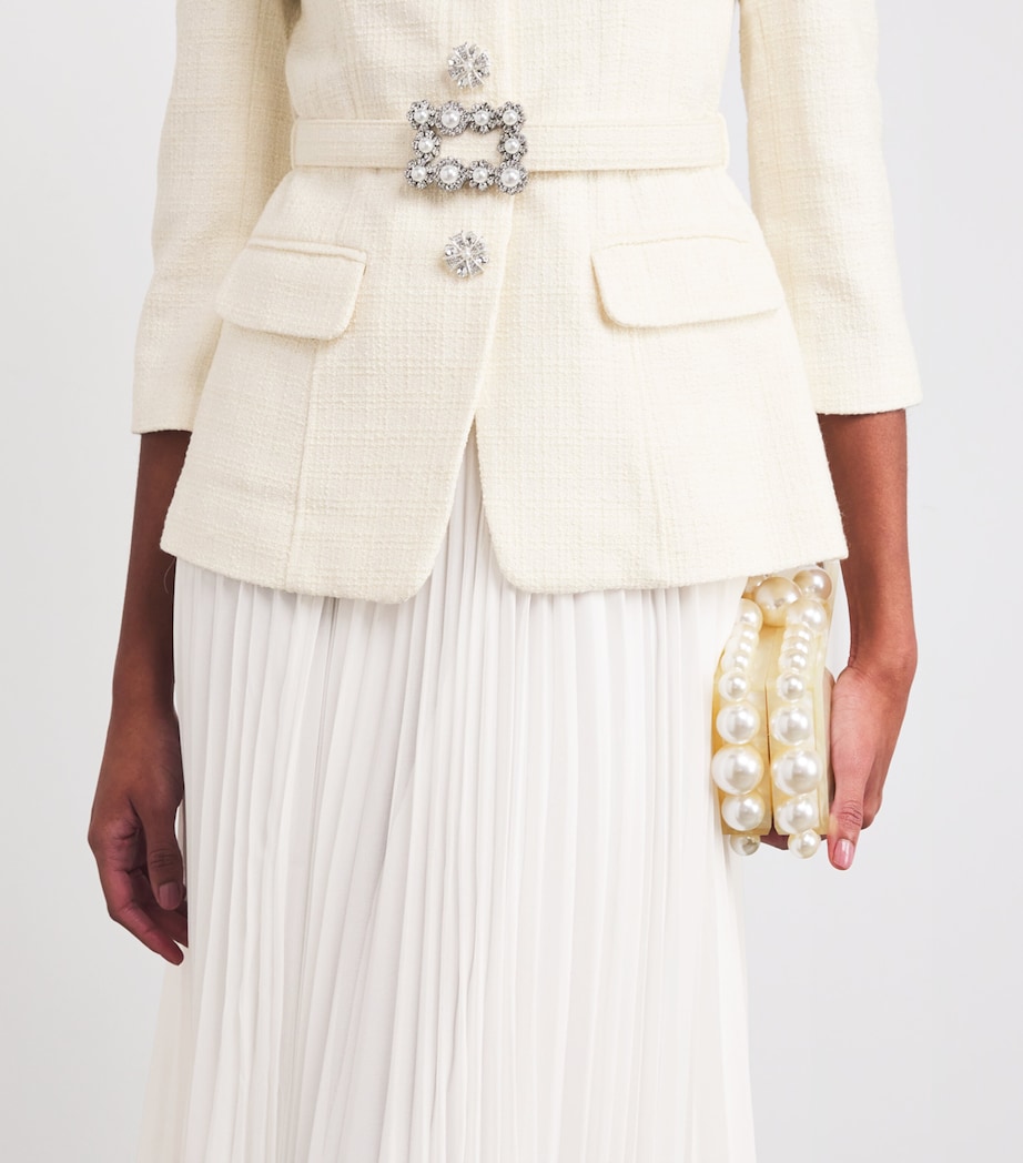 Bouclé Long-Sleeve Midi Dress CREAM Image 6