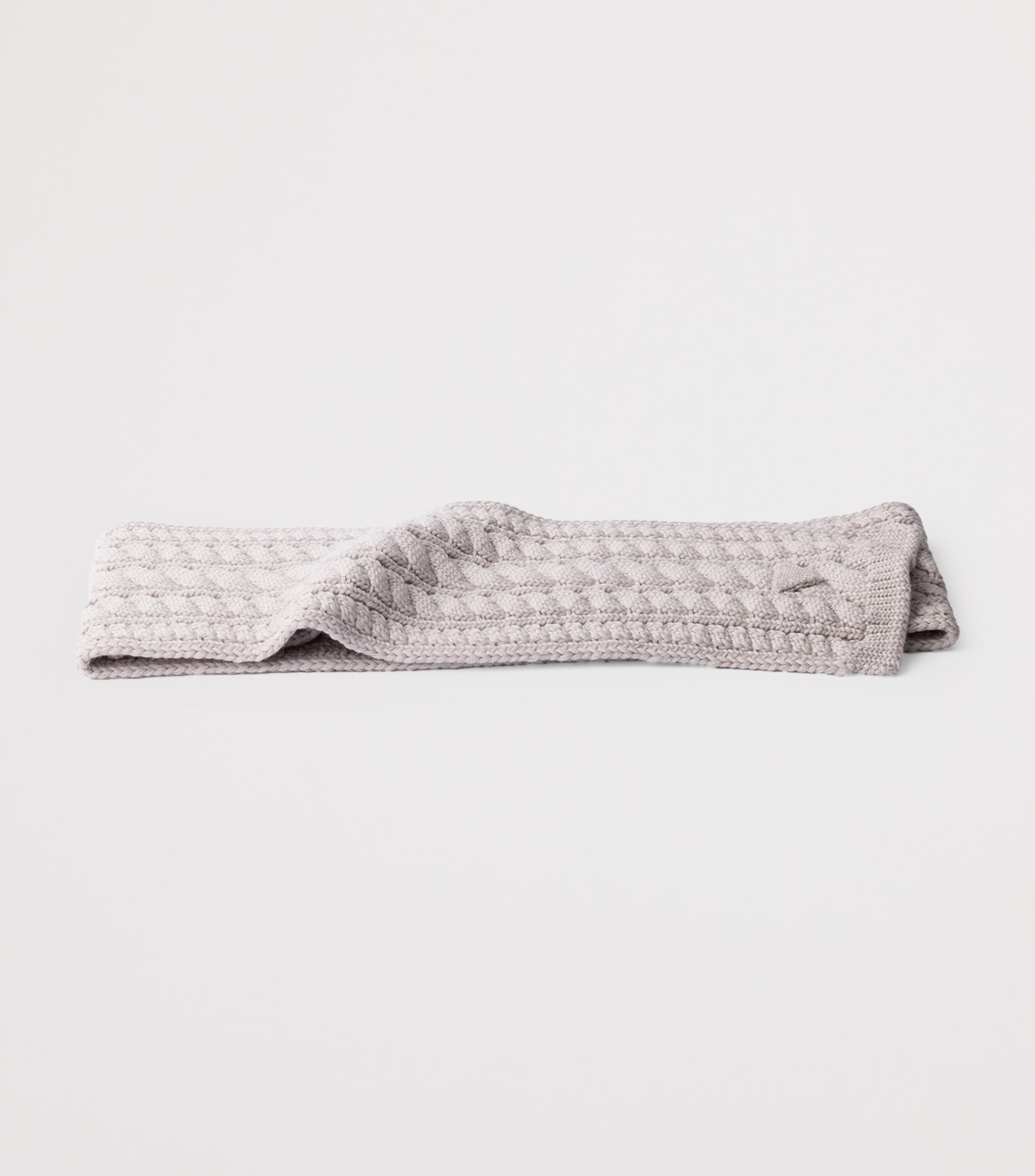 Prada Virgin Wool Cable-Knit Scarf Neutral Image 3