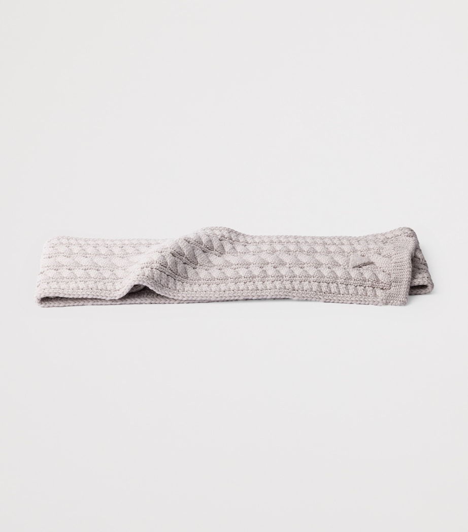 Prada Virgin Wool Cable-Knit Scarf Neutral Image 3