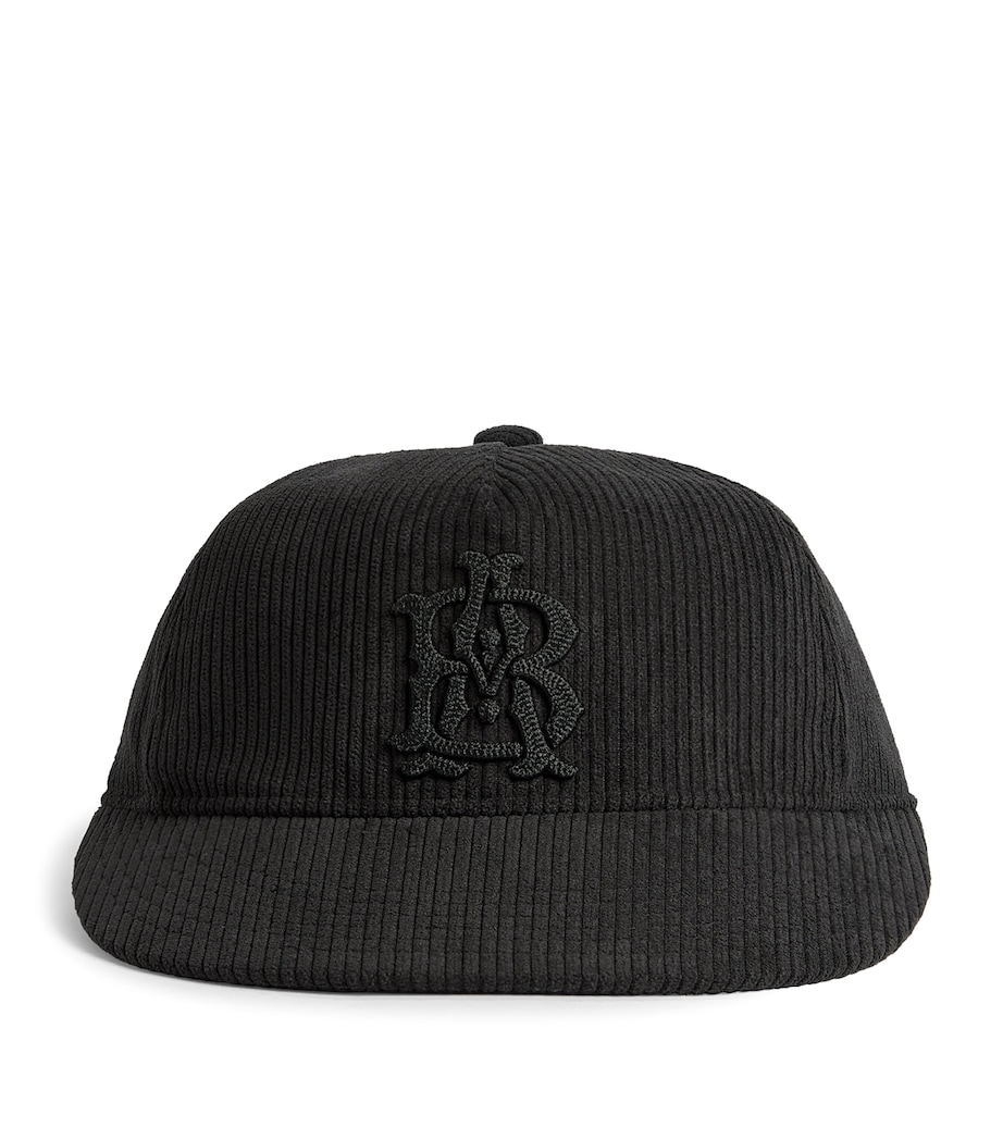 about:blank Corduroy Monogram Cap Black Image 1