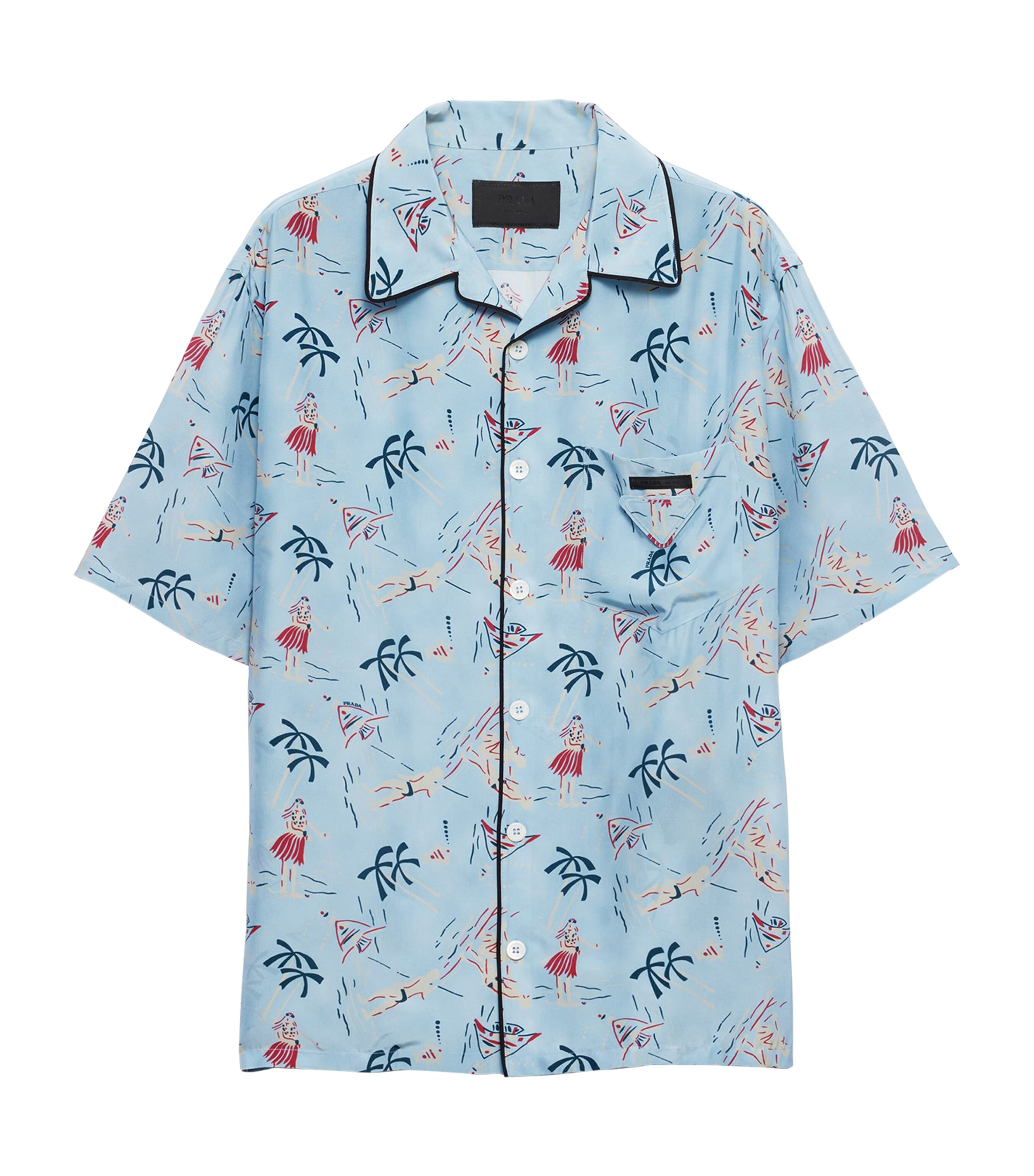 Prada Mens Floral Print Bowling Shirt Image 1