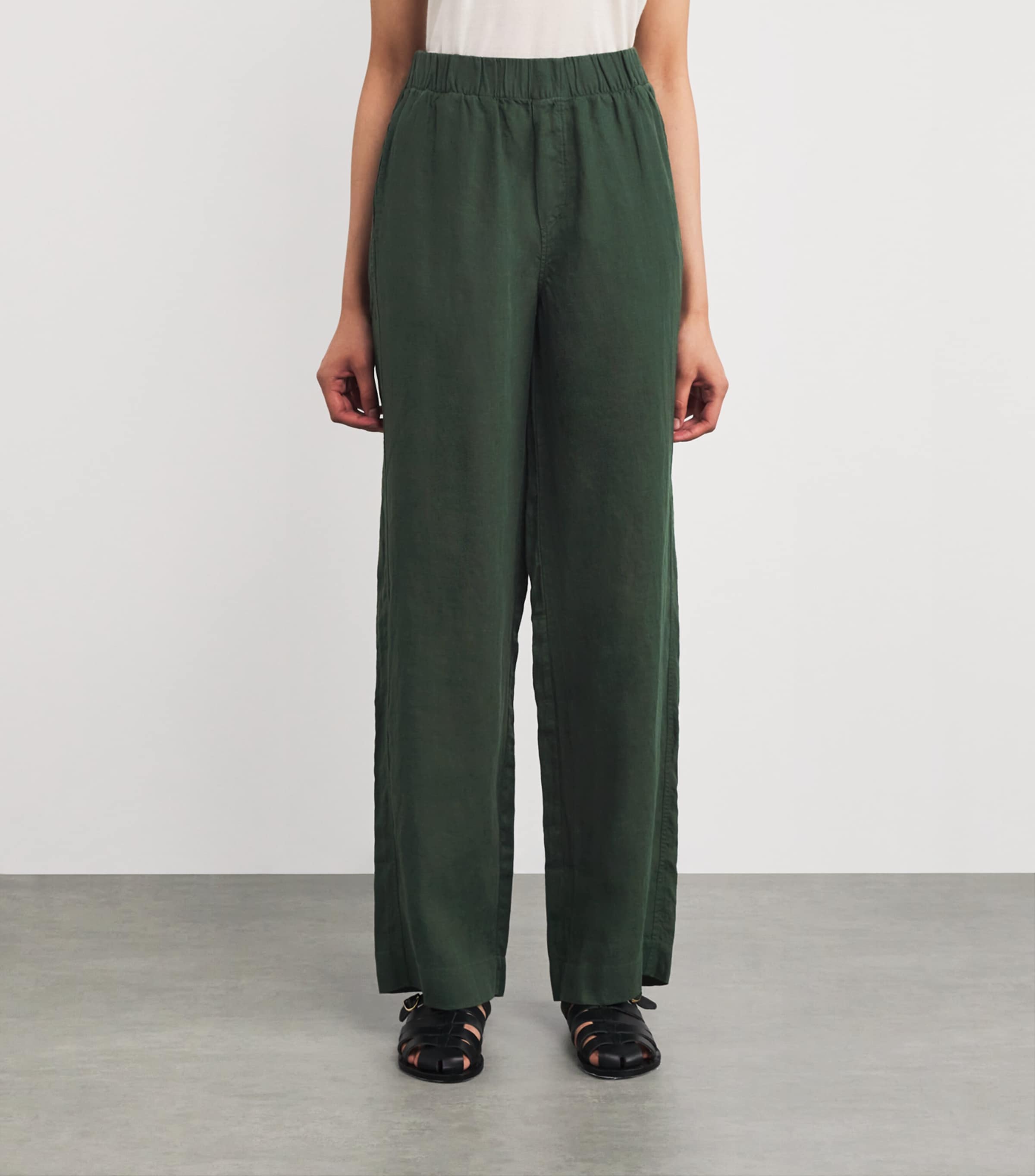 With Nothing Underneath Womens Linen The Palazzo Trousers Hunter Green Image 3