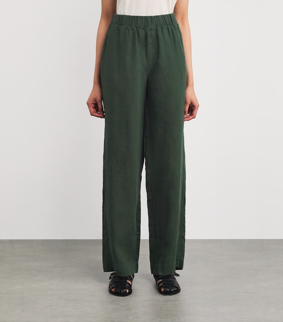 With Nothing Underneath Womens Linen The Palazzo Trousers Hunter Green Image 3
