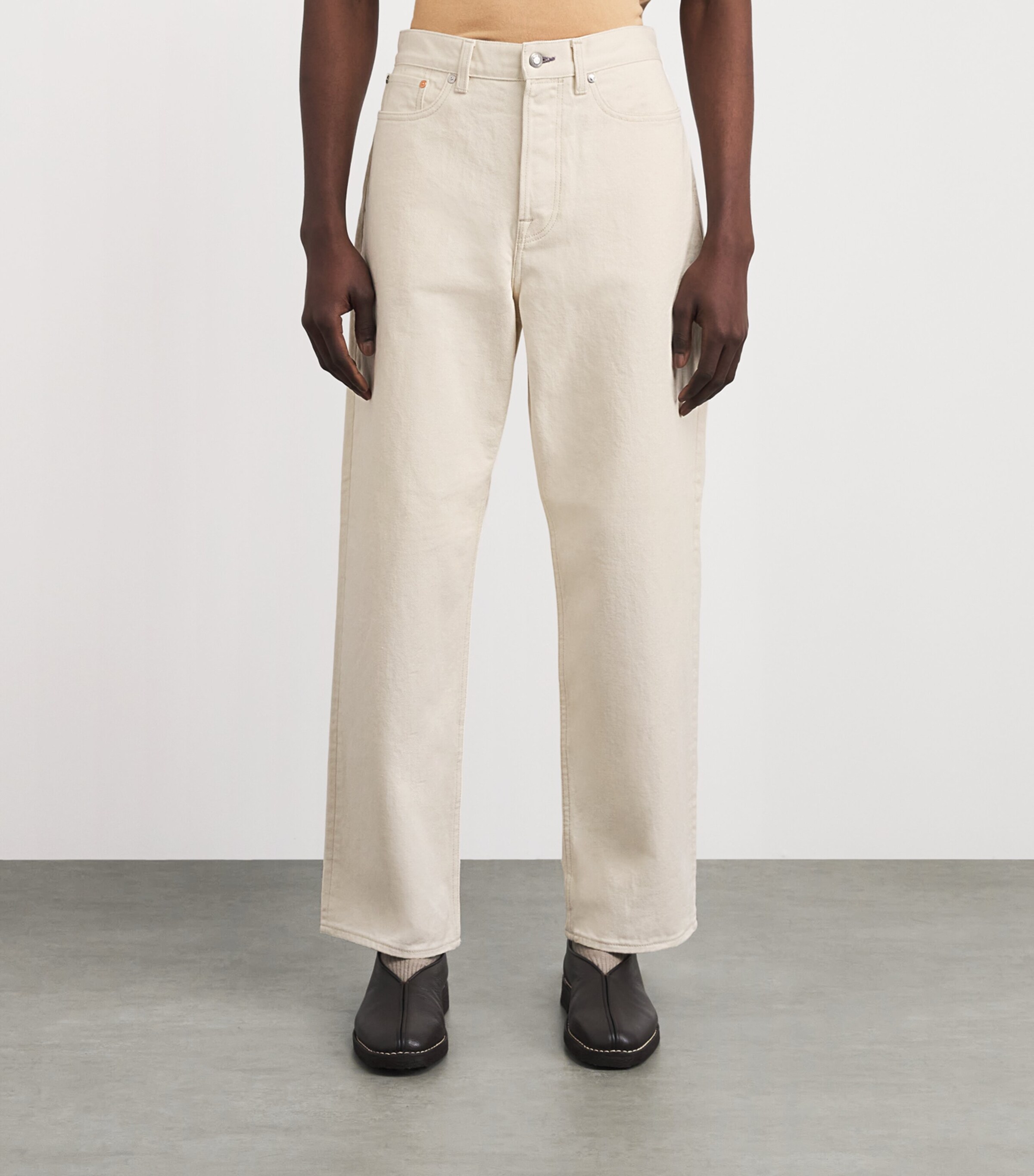 Paul Smith Mens Embroidered Wide-Leg Jeans R_wash Image 4