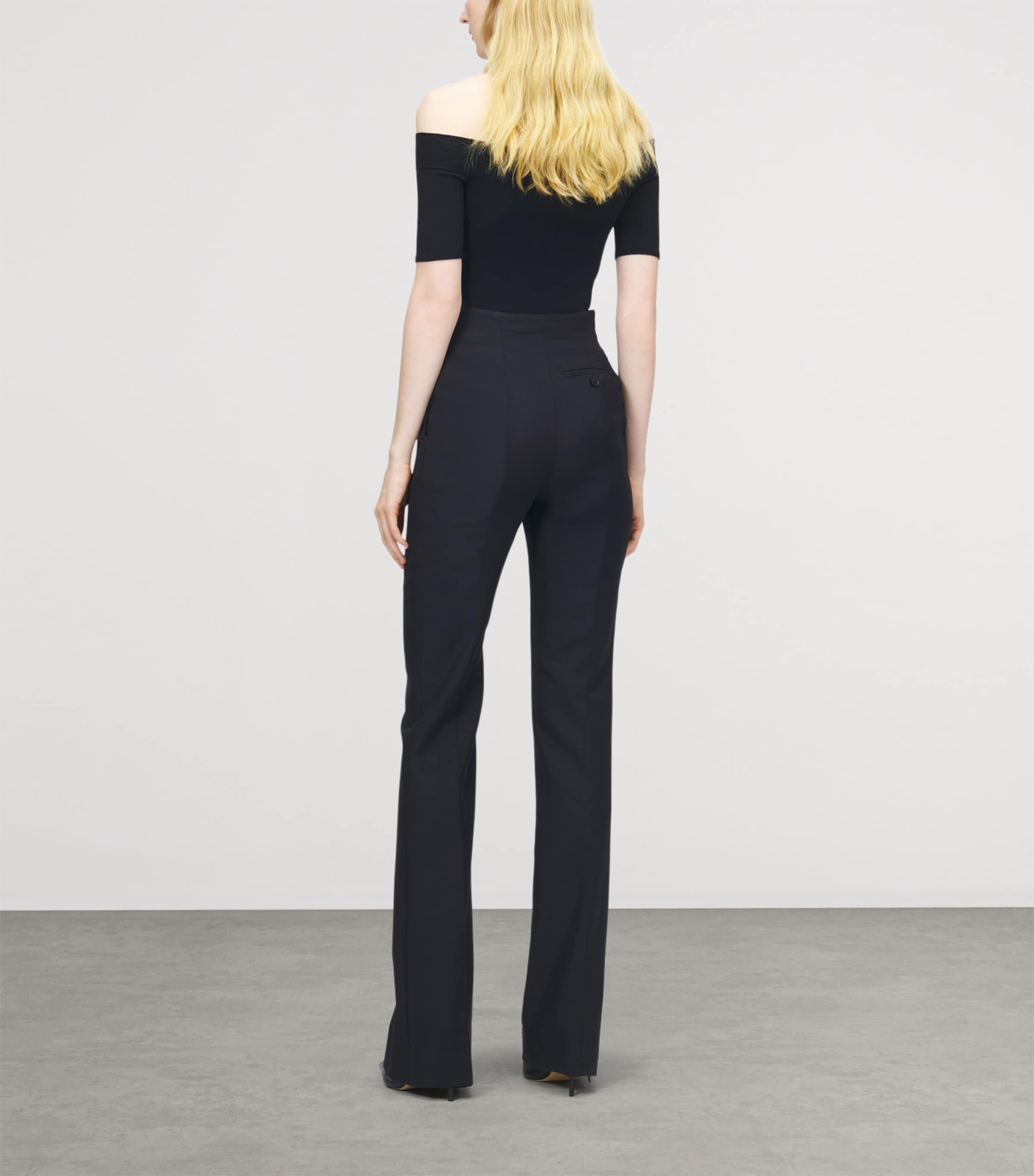 McQueen Womens Wool Foldover-Waist Trousers Image 4