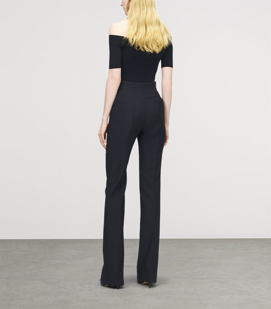 McQueen Womens Wool Foldover-Waist Trousers Image 4