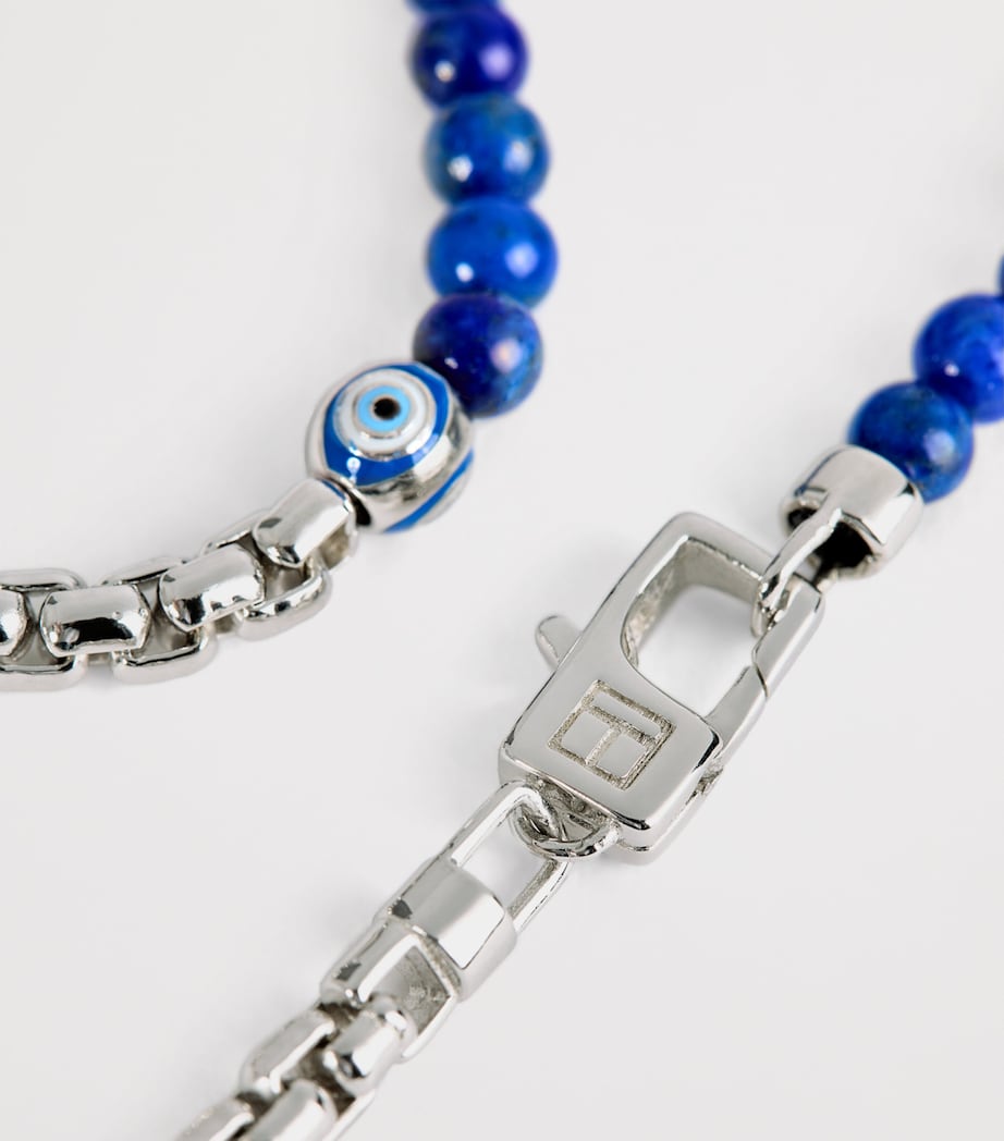 Rhodium-Plated Silver and Lapis Evil Eye Bracelet BLUE Image 4