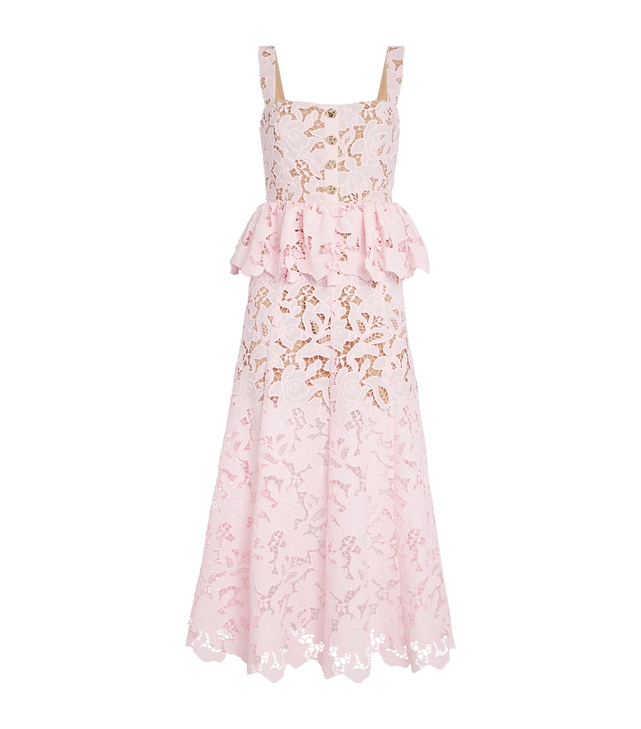 Lace Peplum Midi Dress PINK Image 1