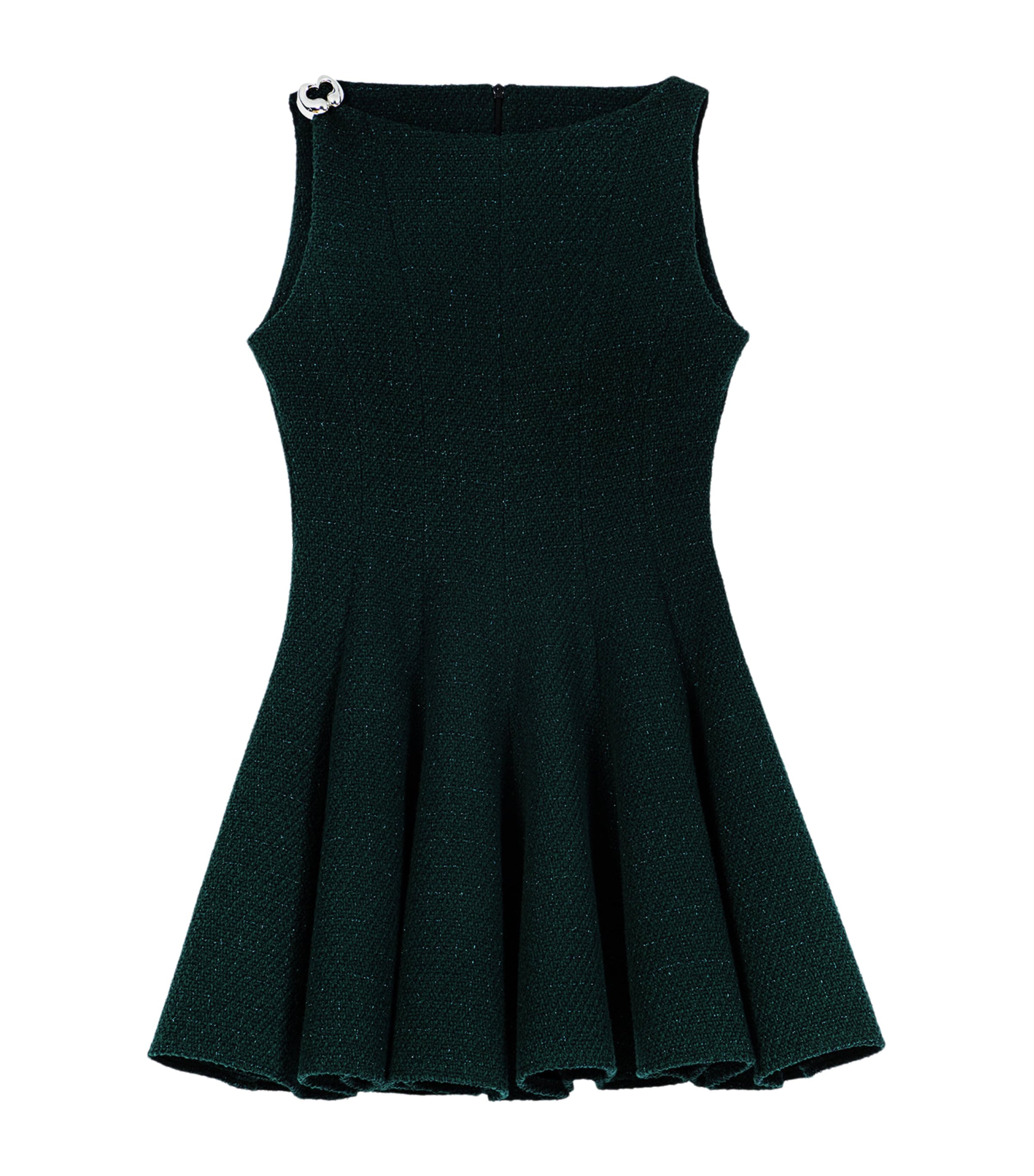 Maje Womens Tweed Sleeveless Mini Dress Bottle Green Image 1