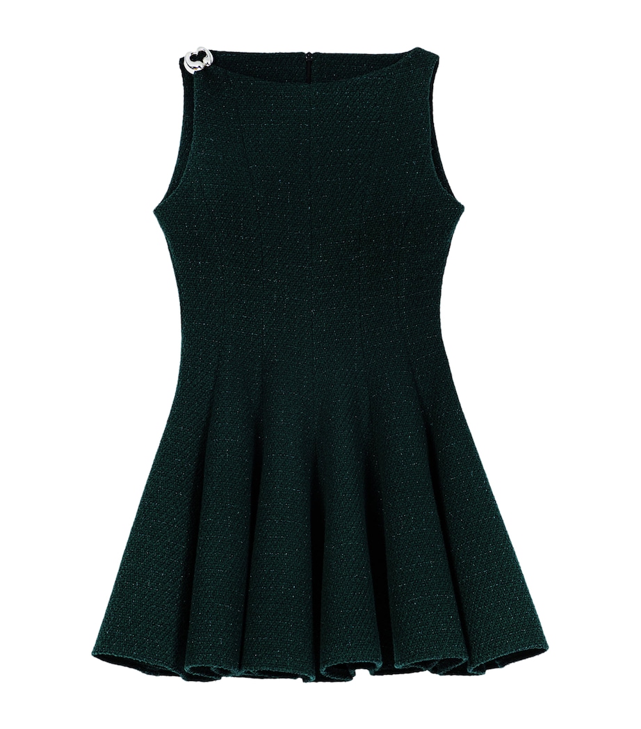 Maje Womens Tweed Sleeveless Mini Dress Bottle Green Image 1