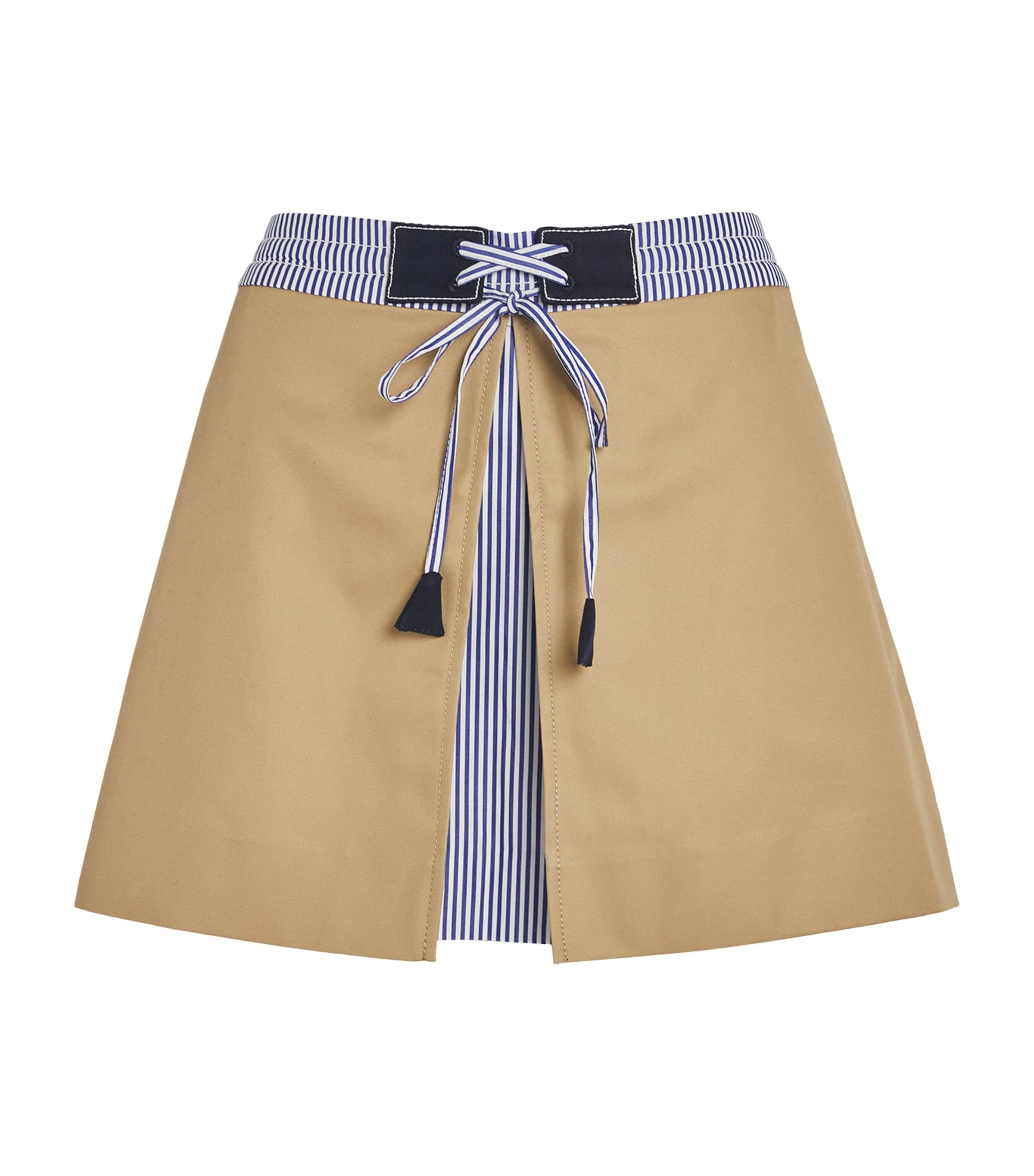 Sandro Cotton Panel-overlay Mini Skirt In Beige