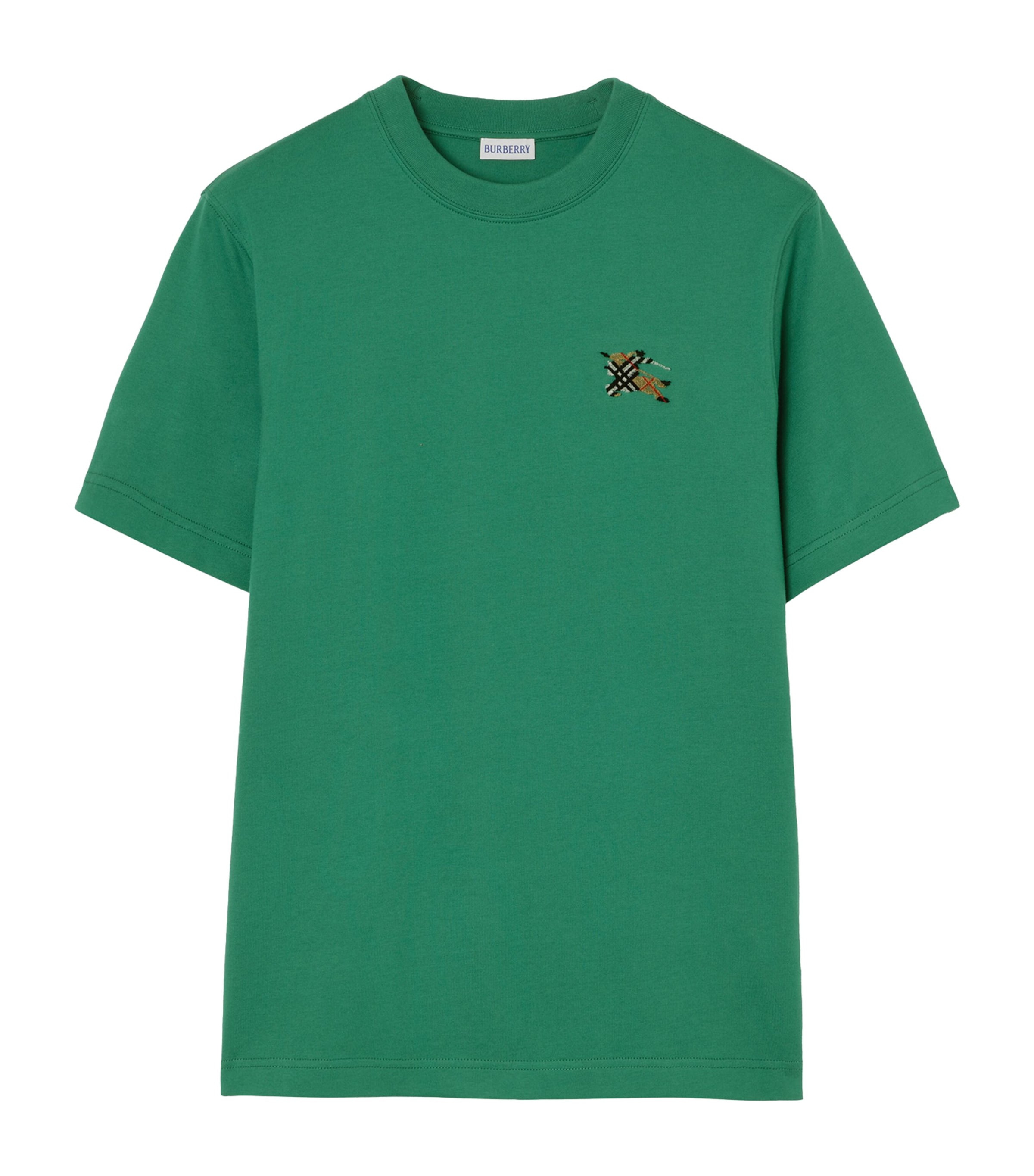 Burberry Mens Cotton Check EKD Slim T-Shirt Jade Green Image 1