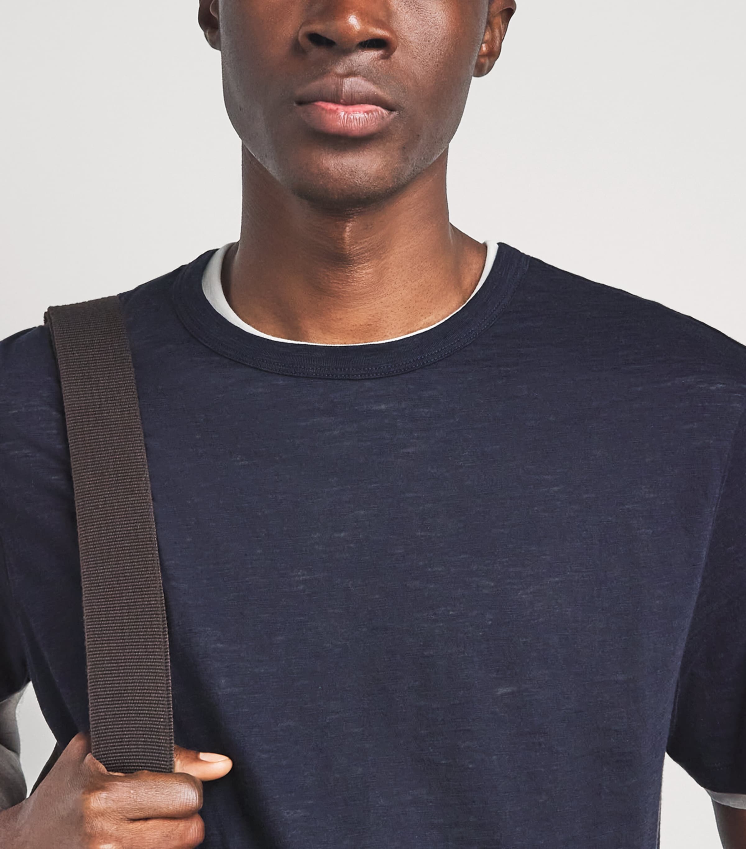 Vince Mens Pima Cotton Slub Double-Layer T-Shirt Coastal/smock White Image 3