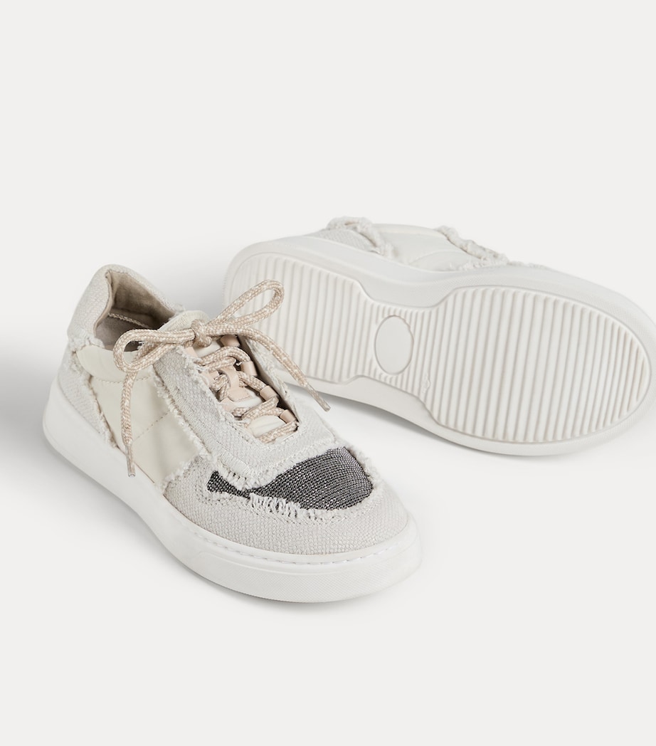 Brunello Cucinelli Kids Linen-Cotton Monili-Detail Sneakers Image 4