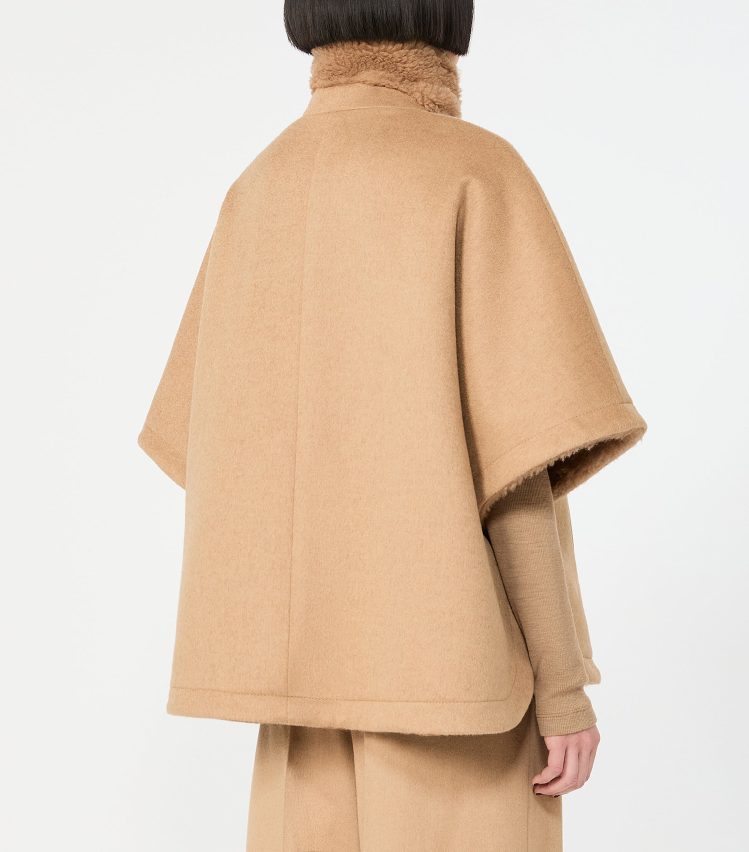 Max Mara Womens Camel Wool Double-Breasted Cape Camel Image 4