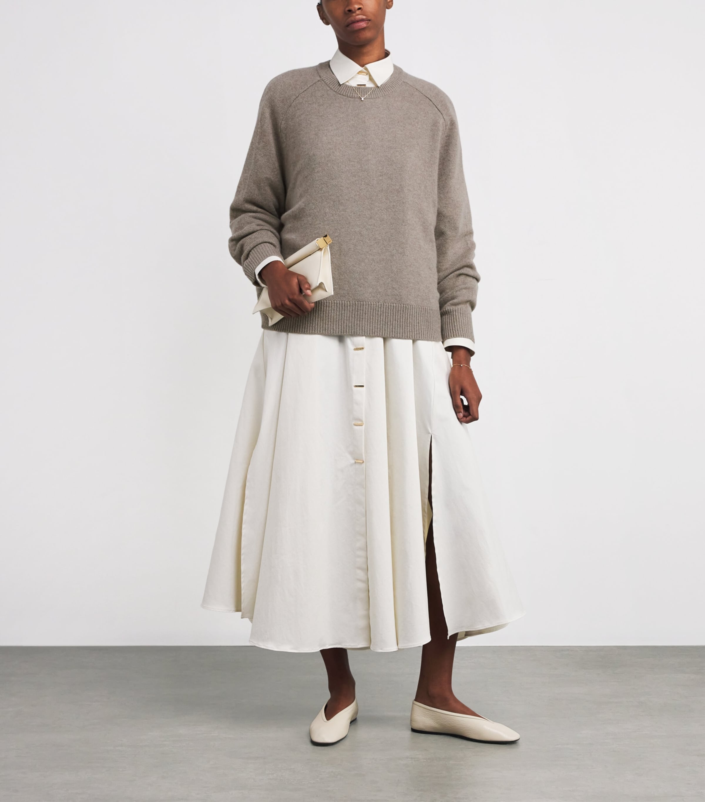 Cashmere Boyfriend Sweater GREIGE Image 2