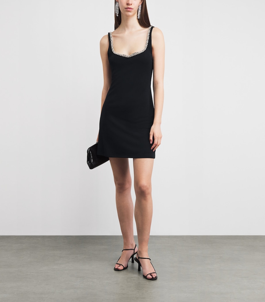 Alice+Olivia Womens Crystal-Embellished Eve Mini Dress Black Image 2