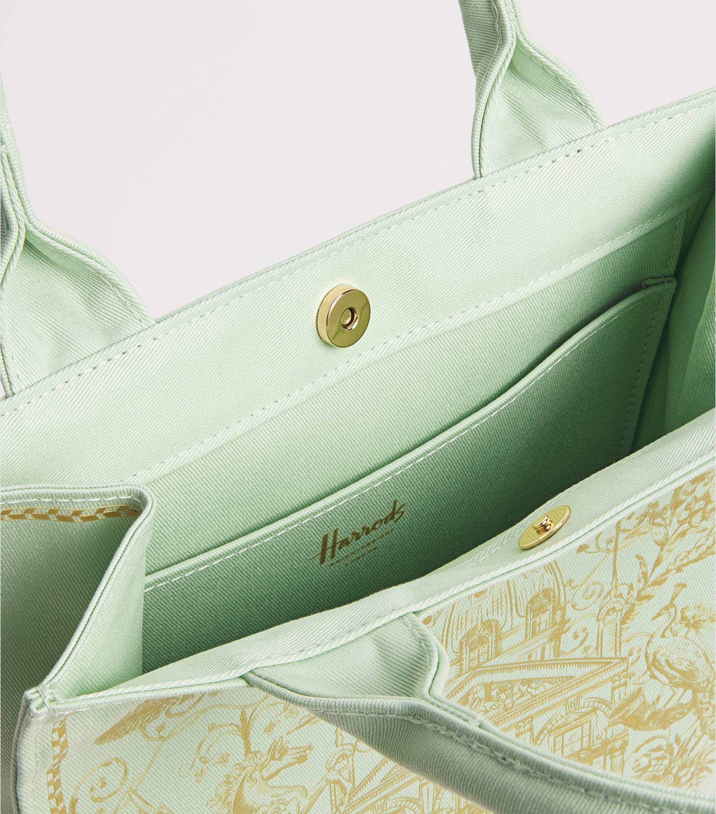 Harrods Small Gold Building Shopper Bag Green Image 3