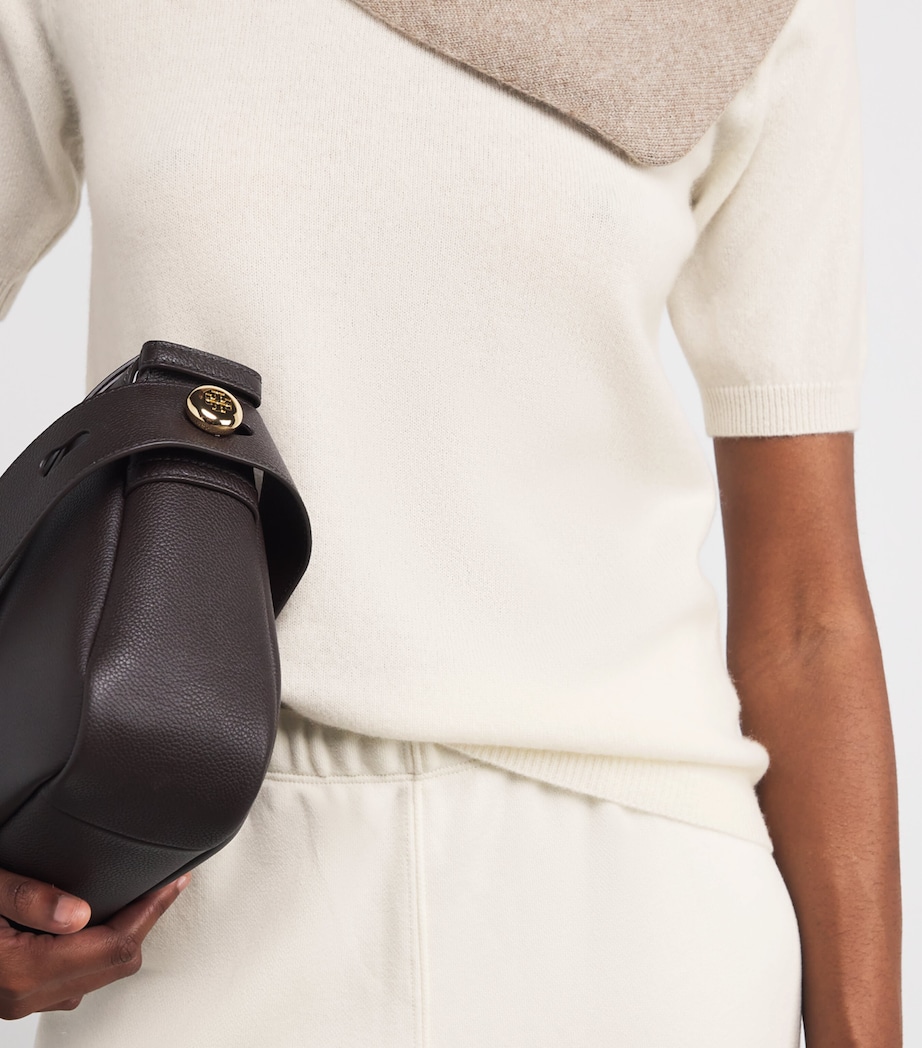 Cashmere Short-Sleeve Sweater FEATHER WHITE Image 6