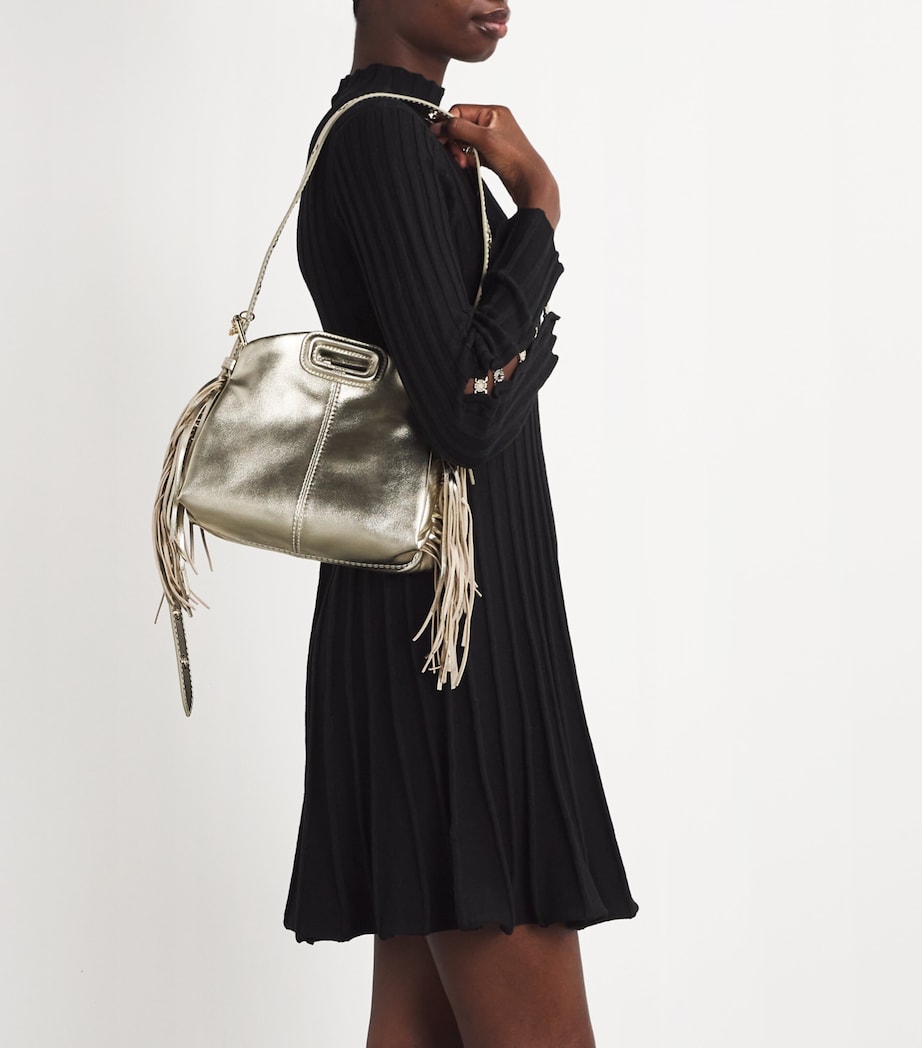 Maje Mini Leather Miss M Shoulder Bag Gold Image 2