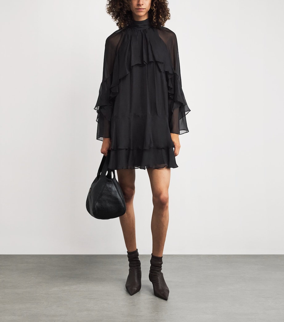 Silk Tiered Adlington Mini Dress BLACK Image 2