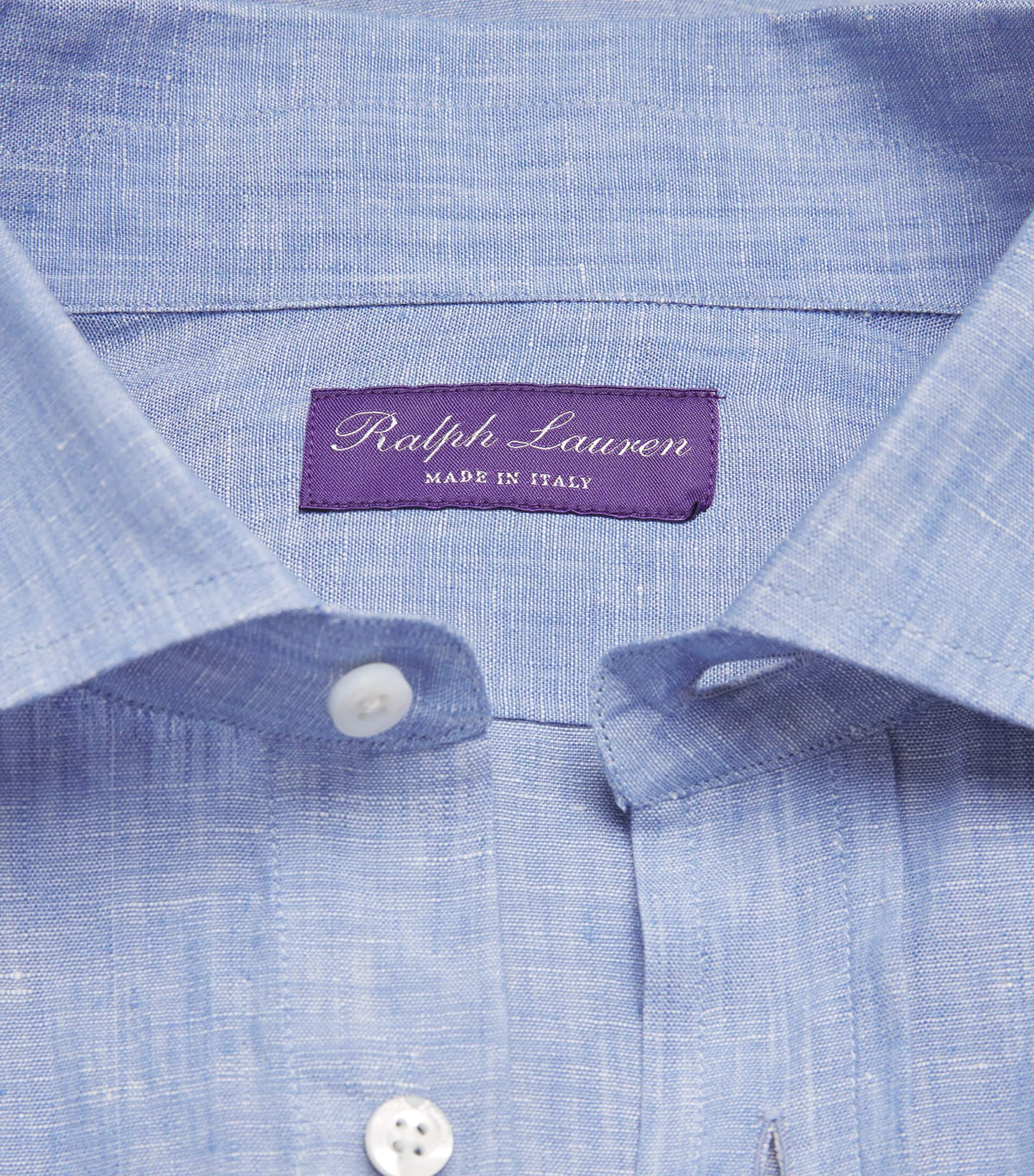Ralph Lauren Purple Label Mens Linen Chambray Shirt Infinity Blue Image 6