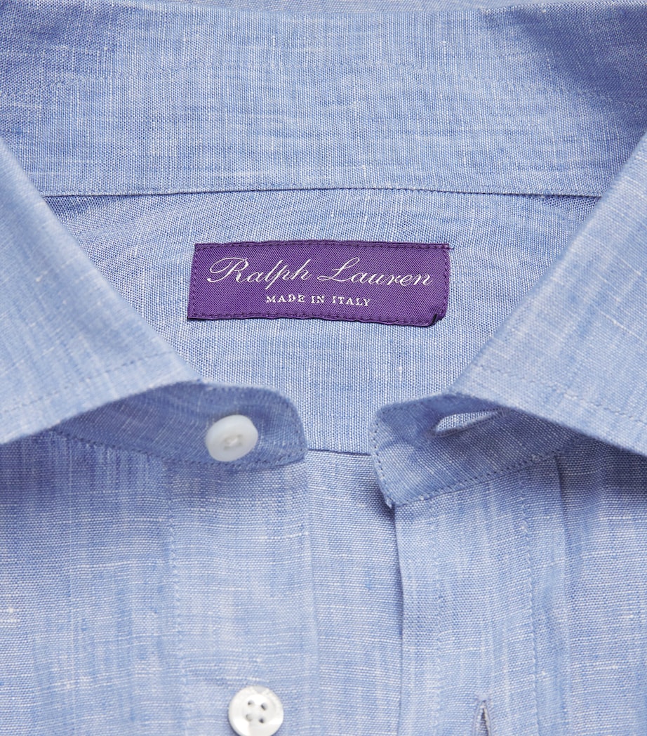 Ralph Lauren Purple Label Mens Linen Chambray Shirt Infinity Blue Image 6