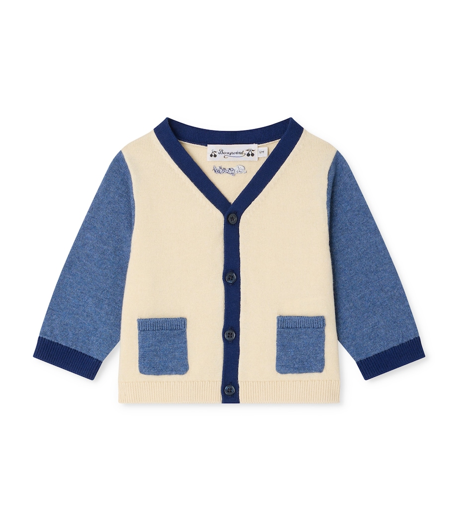Bonpoint Cotton-Cashmere Cardigan (6-12 Months) Ra Blanc Lait Image 1