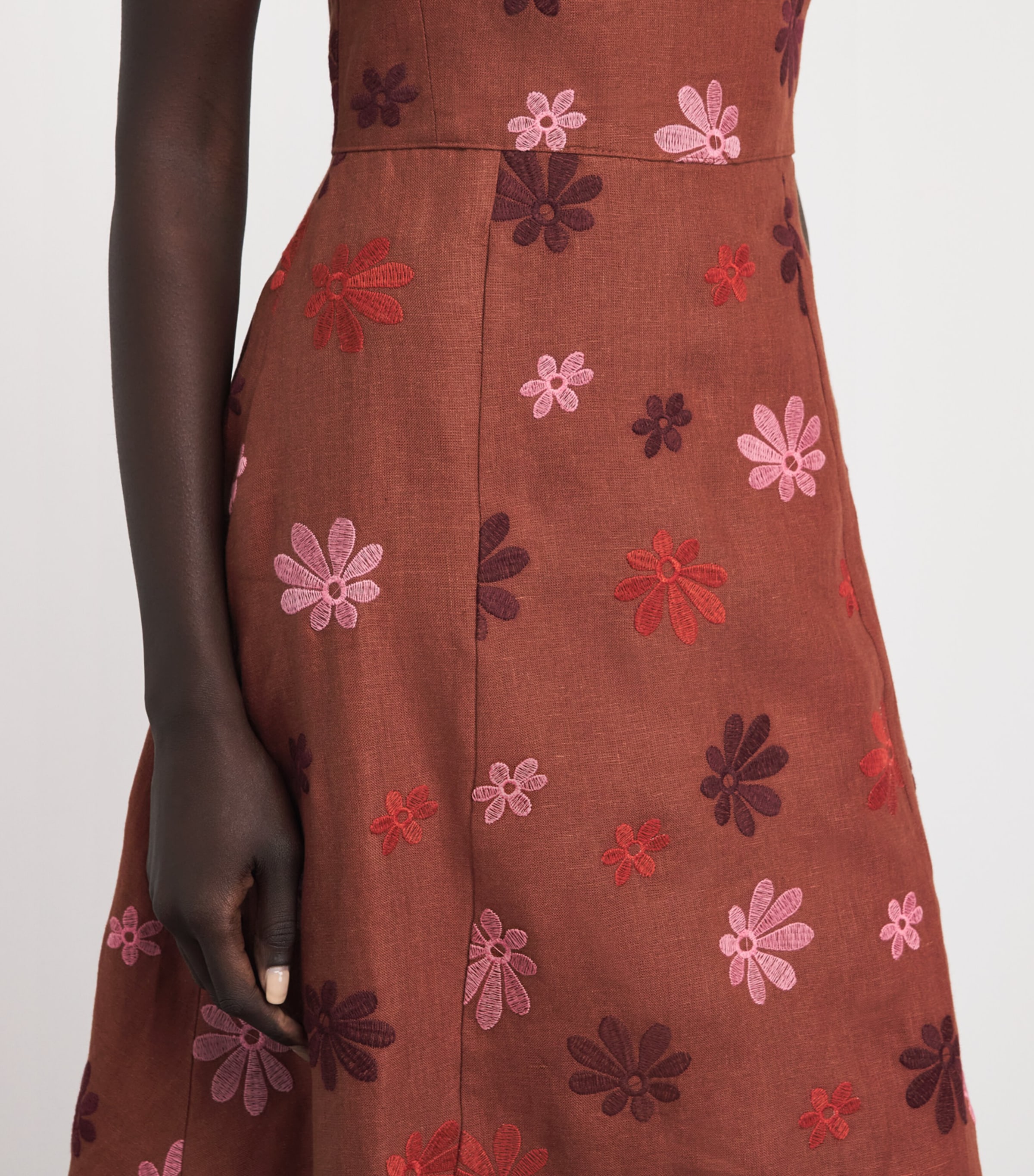 LUG VON SIGA Womens Linen Sara Midi Dress Terracotta Image 5