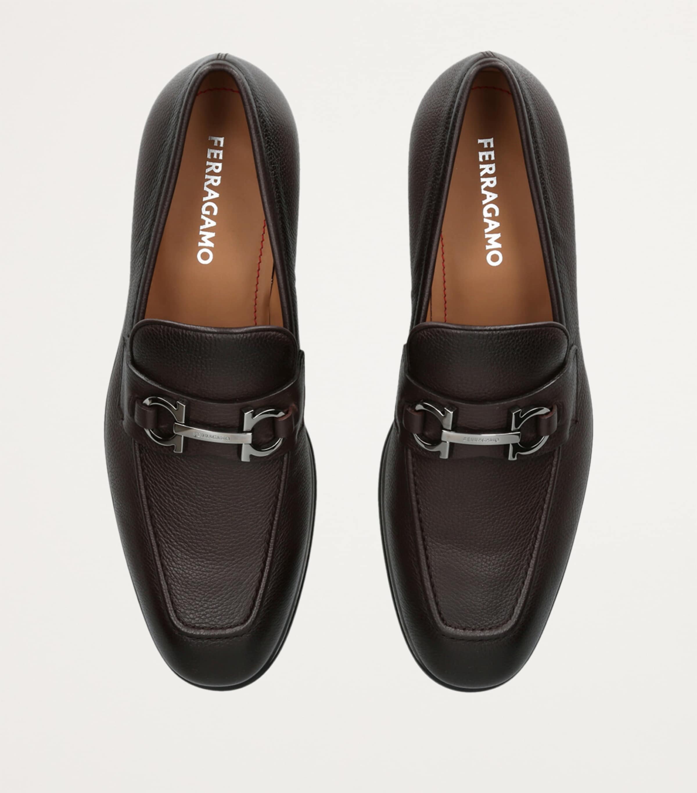 Salvatore Ferragamo Brown Leather Foster Gancho Loafers 