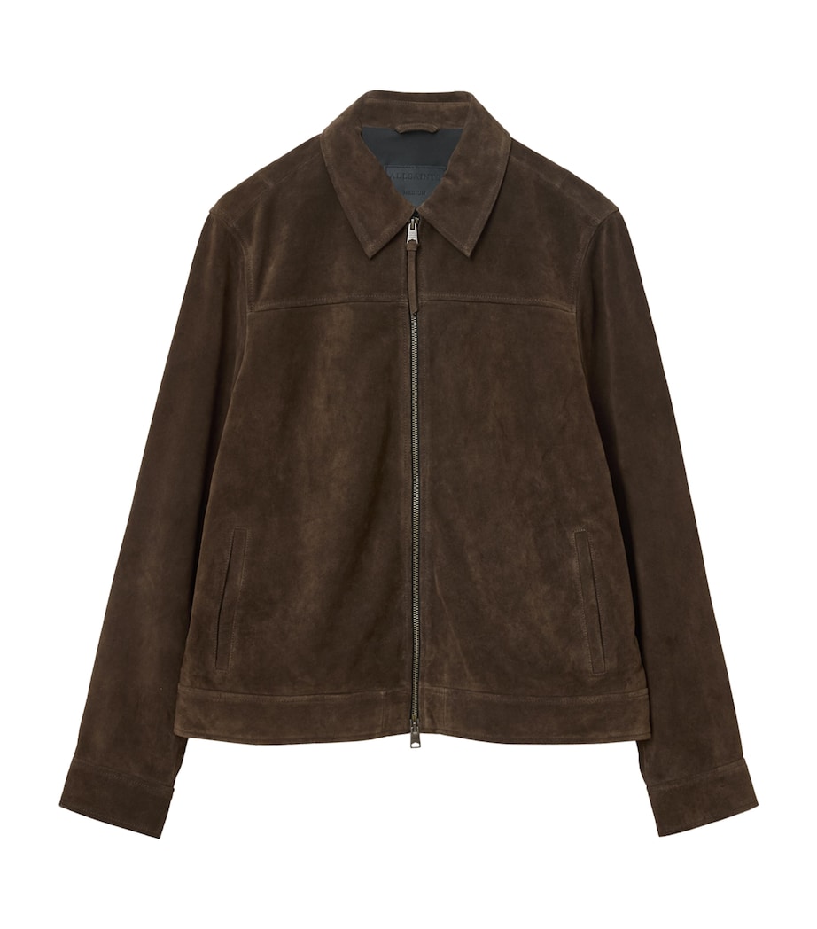 AllSaints Mens Rhone Leather Jacket Cocoa Brown Image 1