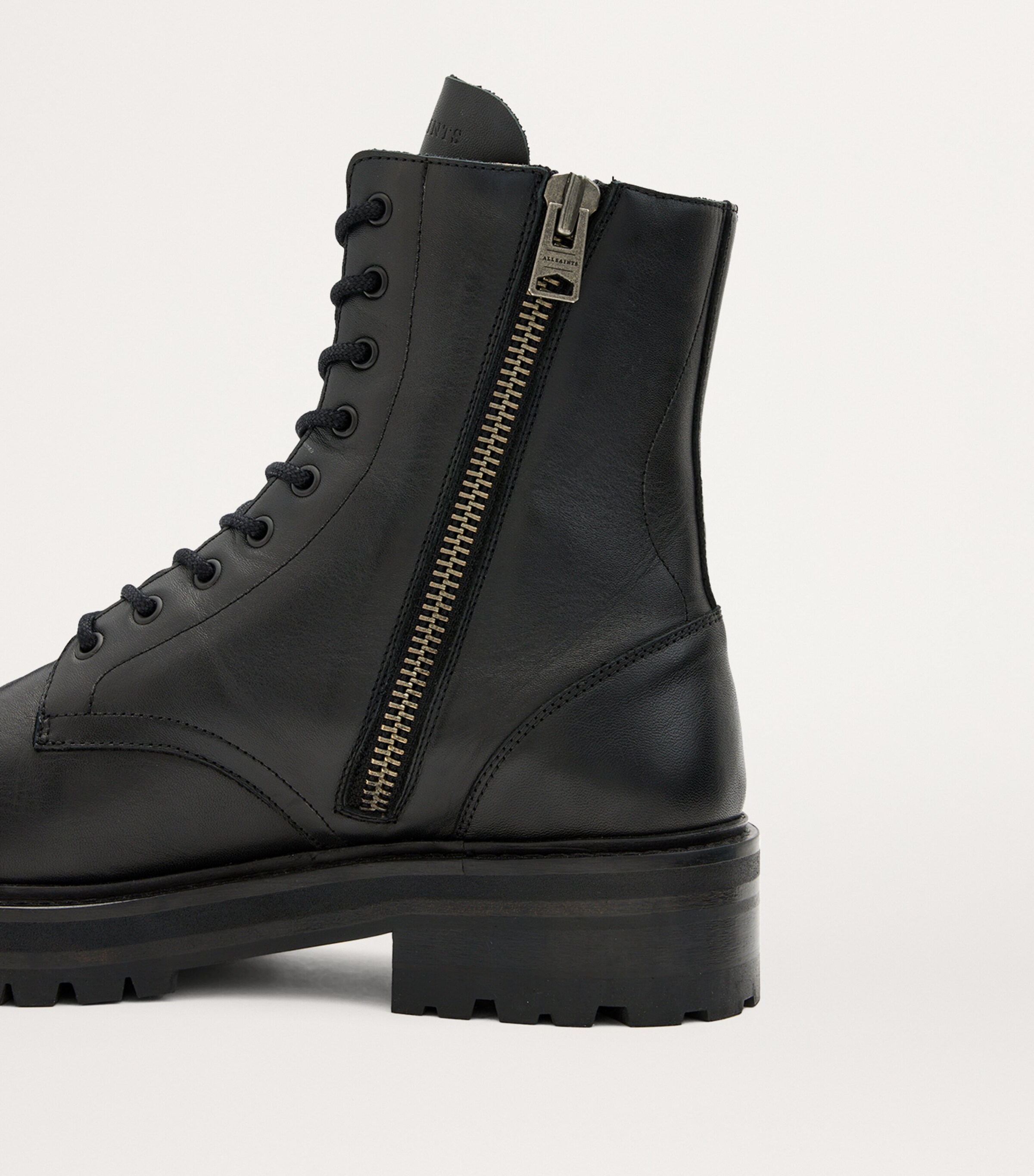 AllSaints Leather Hank Lace-Up Boots Black Image 4