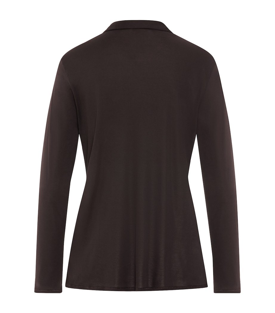 Hanro Womens Modal-Silk Grand Central Pyjama Shirt Dark Mocha Image 3