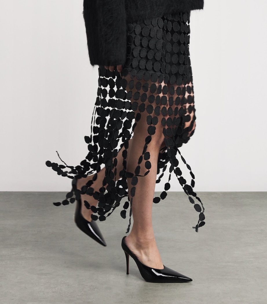 Lace Fringe Orlo Midi Skirt DBLK BLACK Image 6