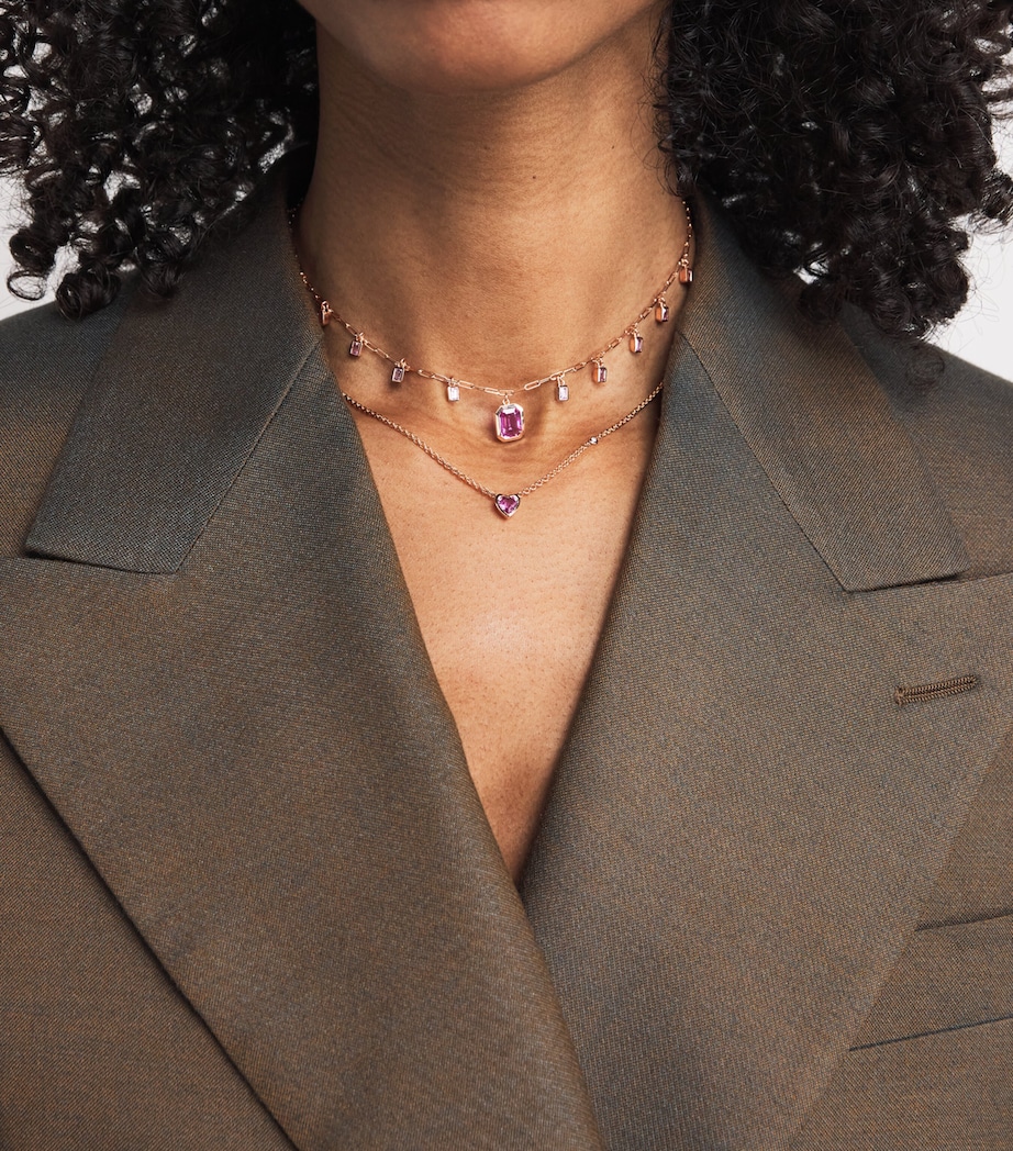 Rose Gold, Sapphire and Diamond Heart Necklace ROSE GOLD Image 2