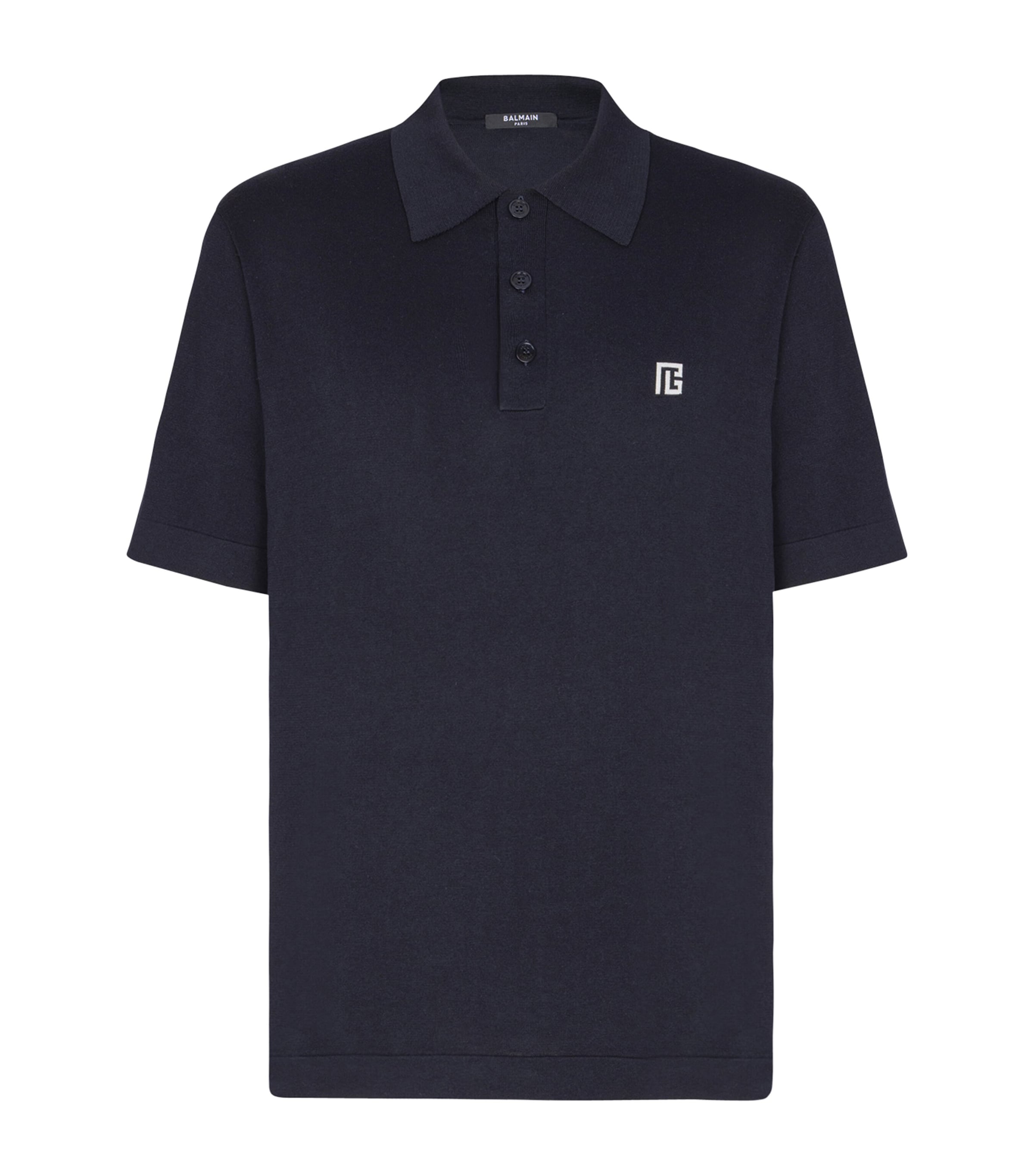 Silk-Cotton Logo Polo Shirt SIV MARINE/BLANC Image 1