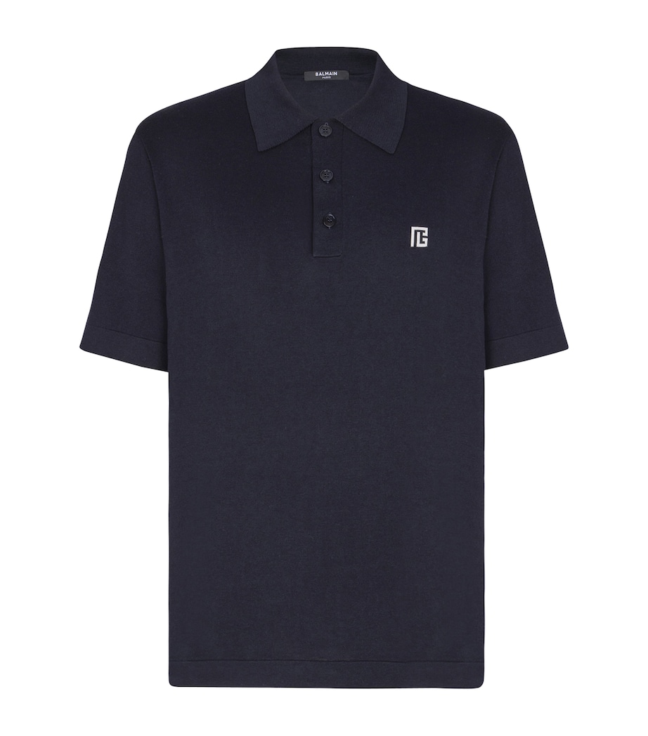 Silk-Cotton Logo Polo Shirt SIV MARINE/BLANC Image 1