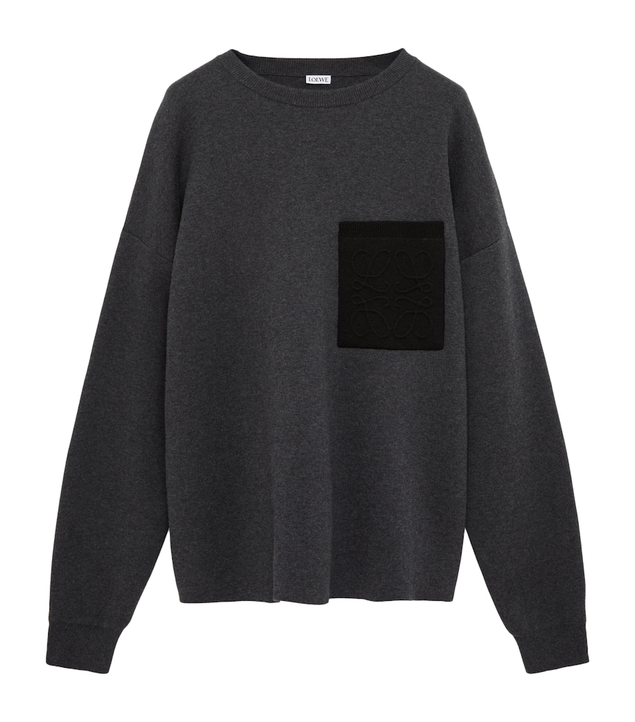 LOEWE Mens Anagram-Pocket Sweatshirt Grey/black Image 1