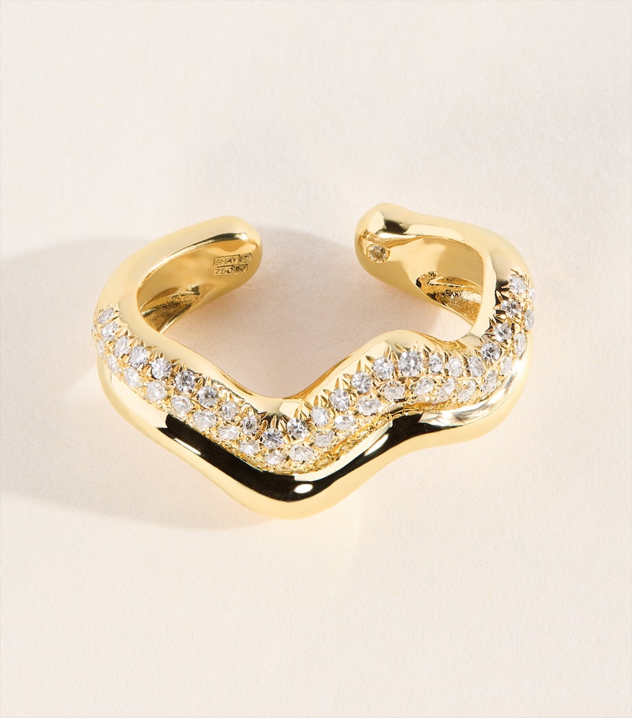 SHAY Yellow Gold and Diamond Wave Ear Cuff Yellow Gold Image 1