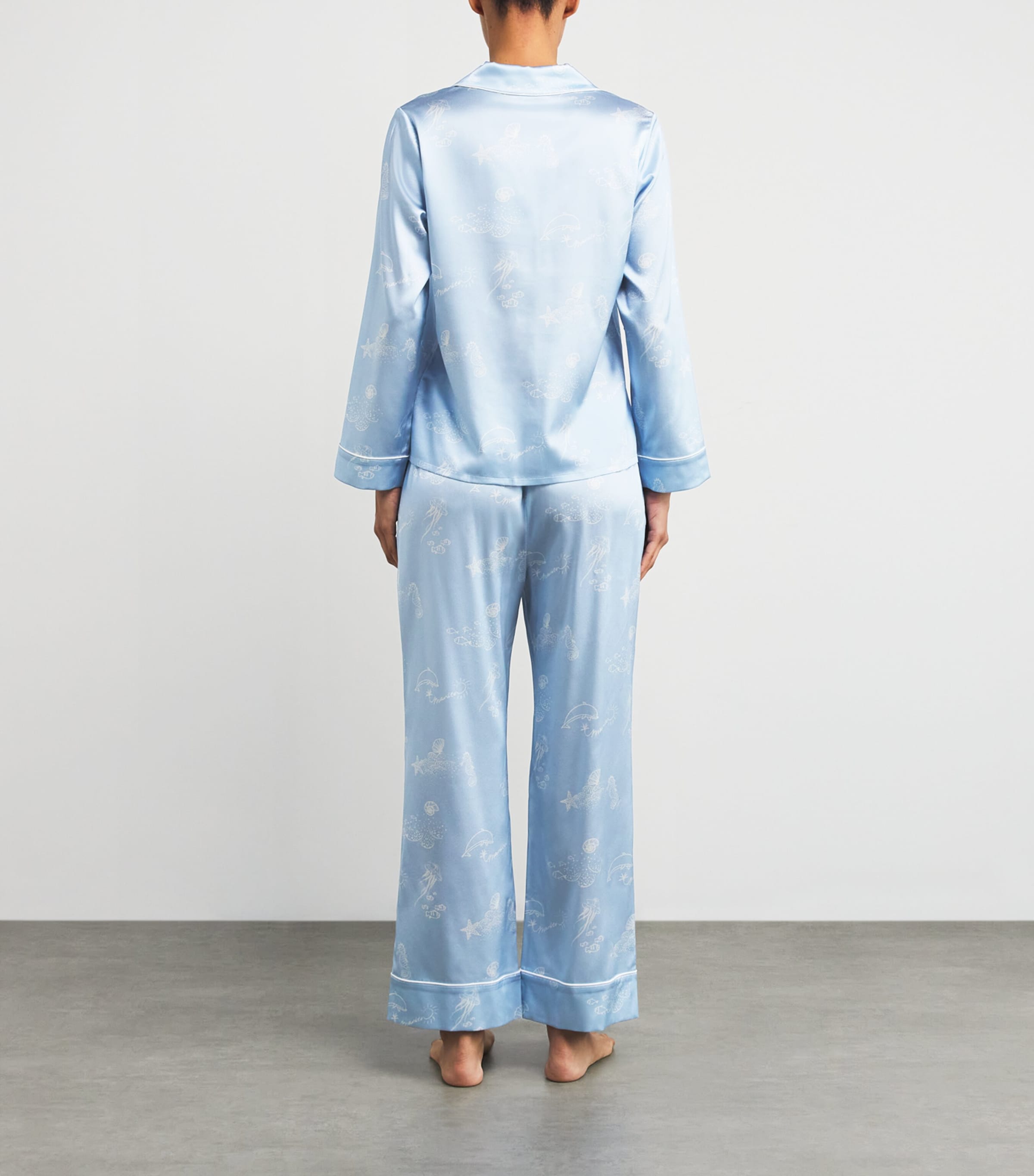 Mulberry Silk Printed Pyjama Set OCEAN BLUE Image 3