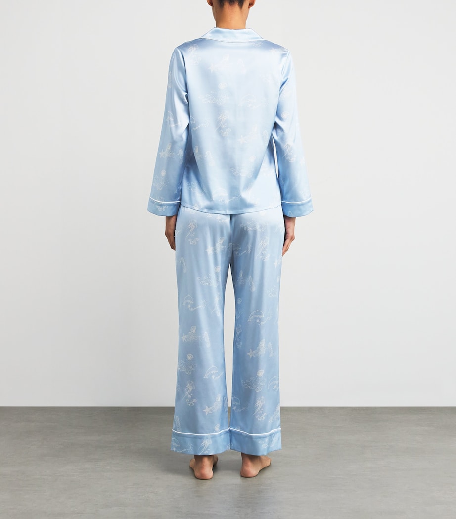 Mulberry Silk Printed Pyjama Set OCEAN BLUE Image 3