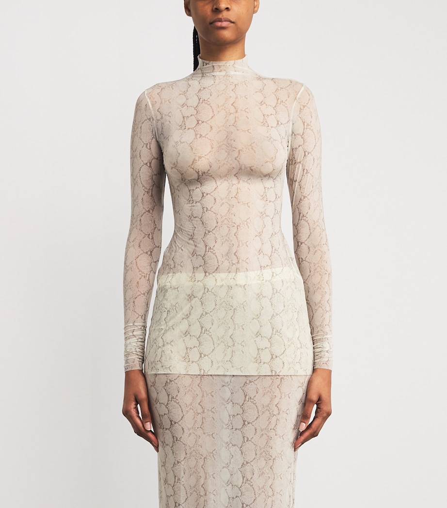 Milky Sheer Tunic Top STONE PASTEL SNAKE P Image 3