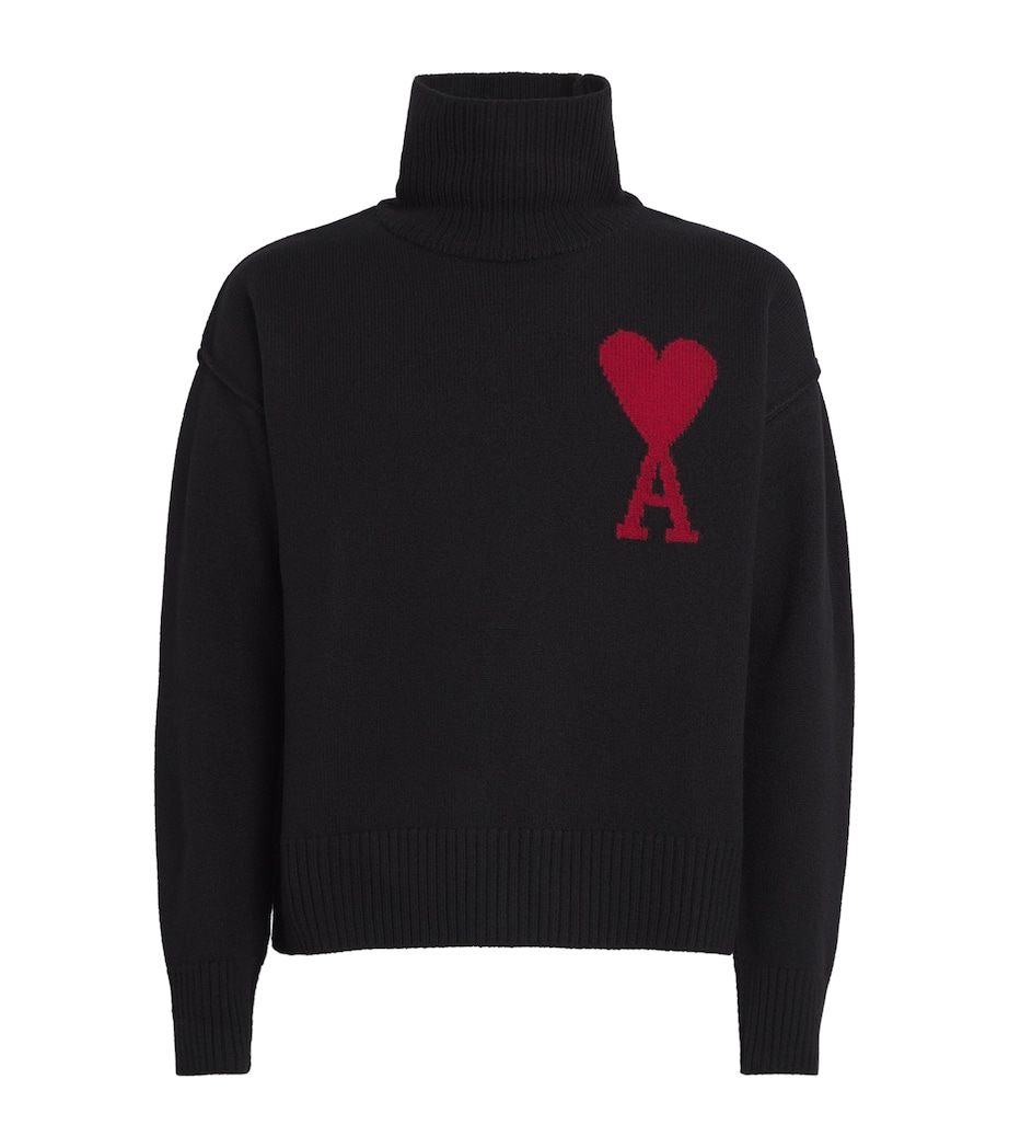 Virgin Wool Logo Rollneck Sweater BLACK/RED/009 Image 1