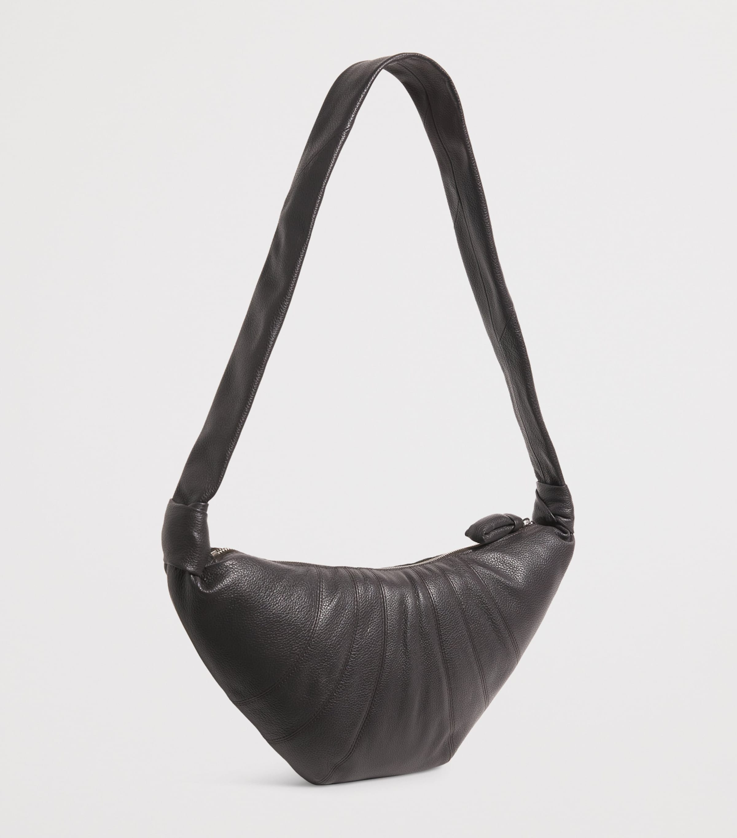 Medium Grained Leather Croissant Shoulder Bag BR490 DARK CHOCOLATE Image 3