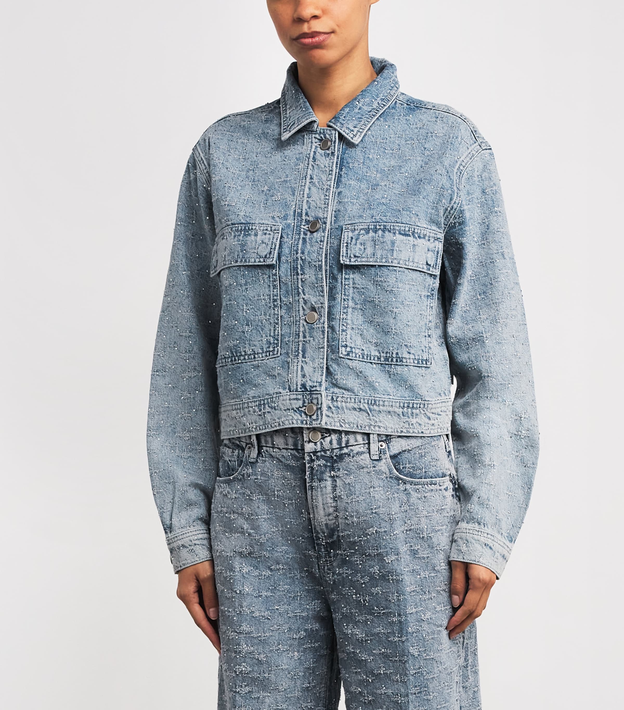 Crystal-Embellished Denim Jacket INDIGO1070 Image 3