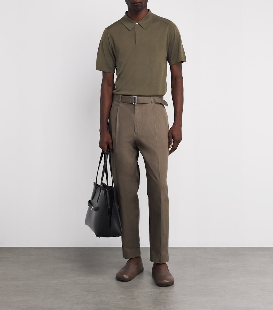 Merino Signature Stripe Polo Shirt 63_KHAKI Image 2