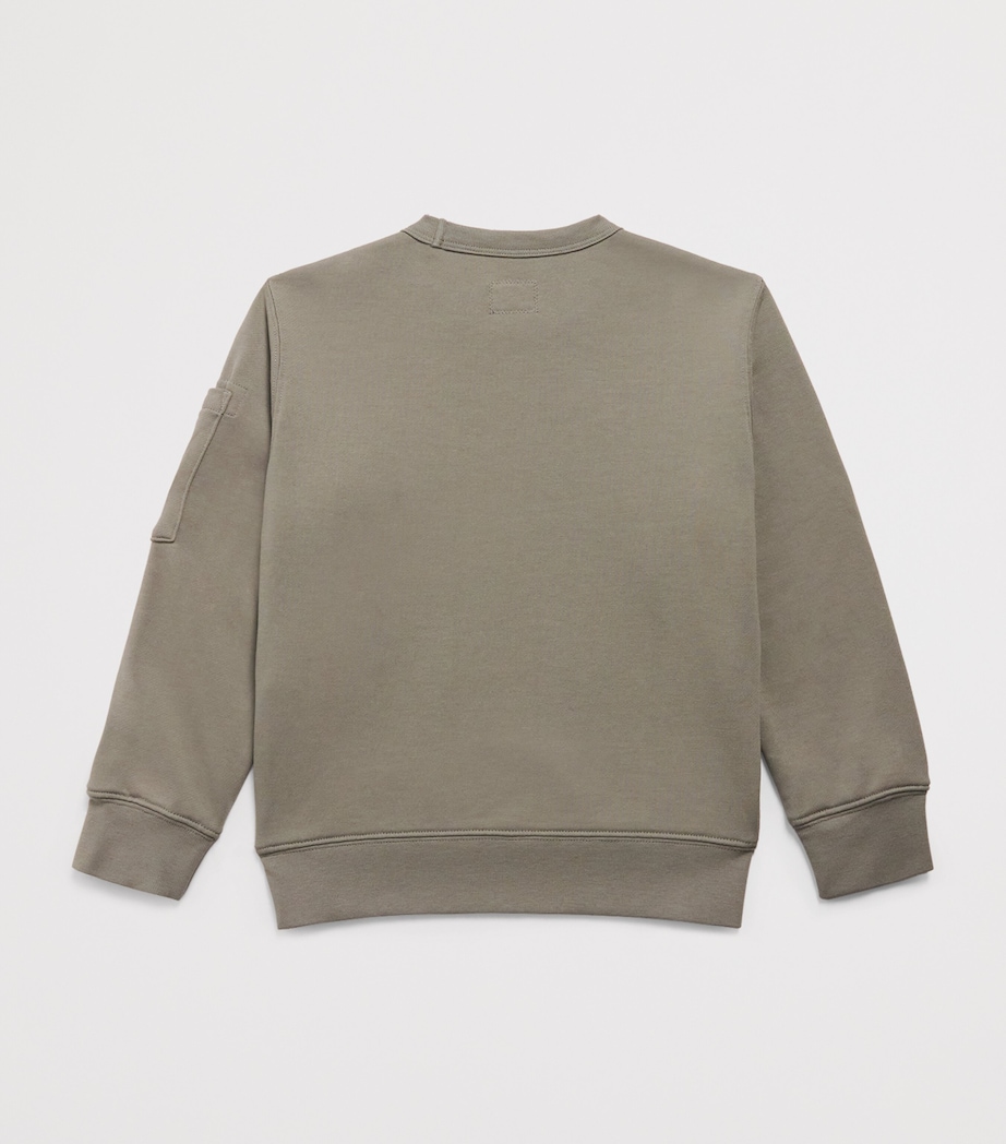 C.P. Company Kids Cotton Logo Print Sweatshirt (4-14 Years) Taupe Grey Image 2